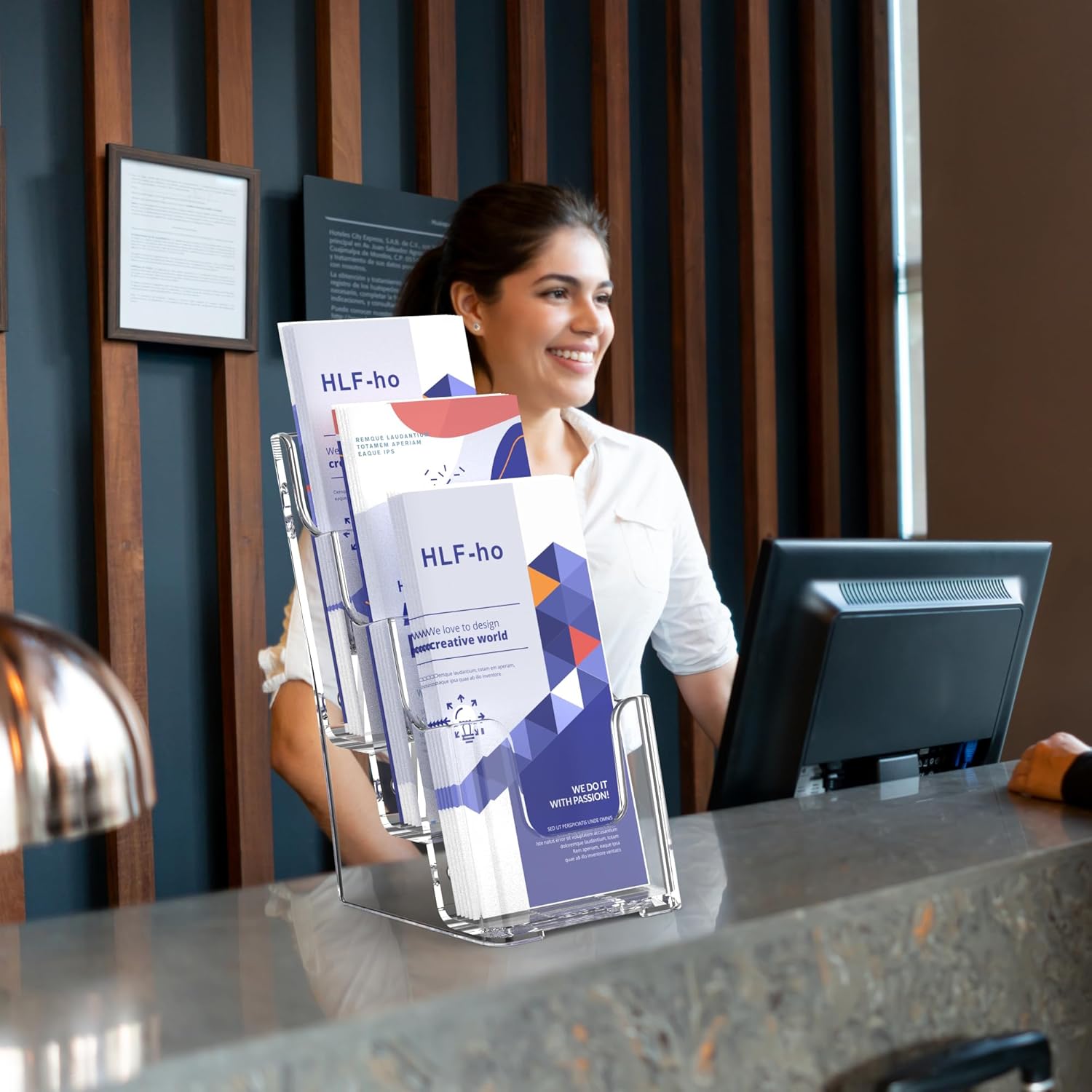 Wholesale Brochure Holder 4x9 Inch 3 Tier Acrylic Literature Holders Clear Plastic Flyer Display Stand for Pamphlets, Booklets, Menus, Multi Purpose Organizer for Office, Countertop Use, 2 Pack China Factory Bulk Supply