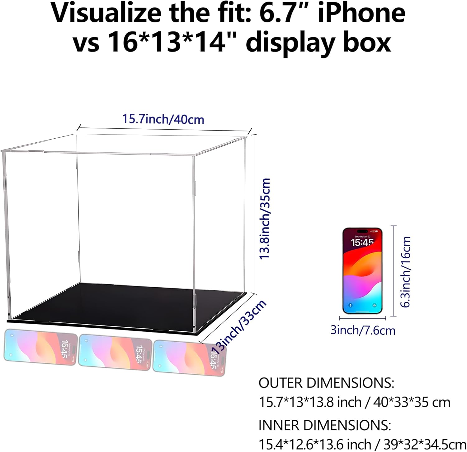Wholesale OEM ODM Evron Display Case for Collectibles Assemble Clear Acrylic Box Alternative Glass Case for Display Action Figures Home Storage & Organizing Toys (16x13x14in; 40x33x35 cm) Factory & Supplier