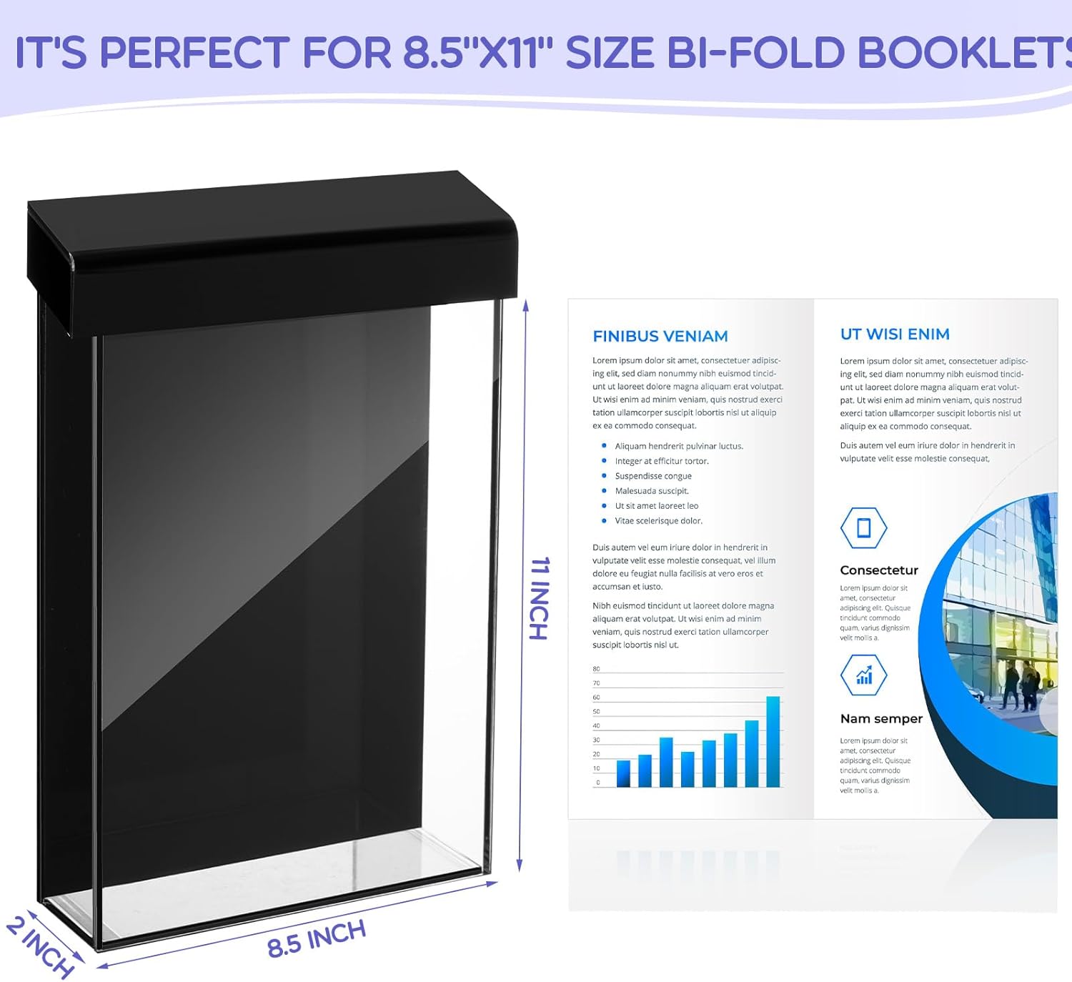 Wholesale Thyle 8.5 x 11 Inch Outdoor Brochure Holder with Lid Acrylic Wall Mount Literature Box Waterproof Clear Heavy Duty with Screws for Flyer Document Pamphlet Display(Black) China Factory Bulk Supply