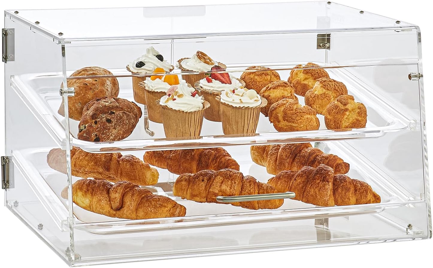 VEVOR Pastry Display Case, 2-Tier Commercial Countertop Bakery Display Case, Acrylic Display Box with Rear Door Access & Removable Shelves, Keep Fresh for Donut Bagels Cake Cookie, 20.7"x13.2"x11.9"