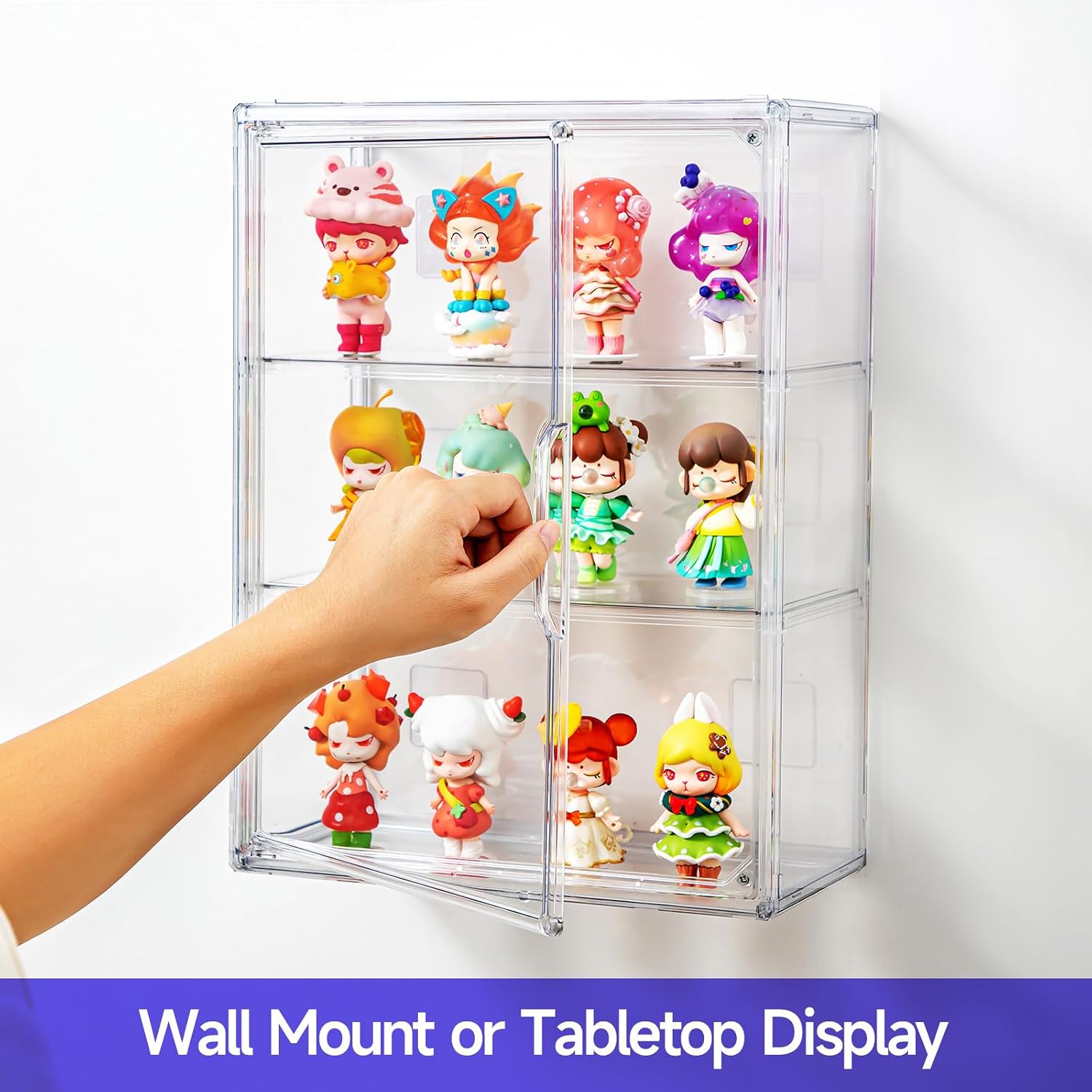 Wholesale OEM ODM Clear Display Case for Figures with Magnetic Door, Acrylic Display Cases for Collectibles, 3Tiers Acrylic Storage Organizers Box, Desktop or Wall-Mounted Showcase for Collectibles Action Figure (1) Factory & Supplier