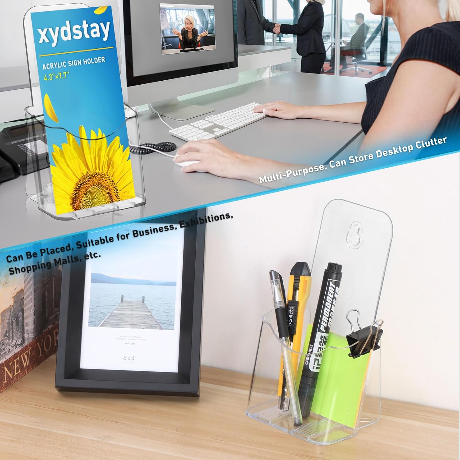 Wholesale Acrylic Brochure Holder 4x9 Inches Slant Back Design, Clear Display Stand, Plastic Table Stand Sign Holder,Pamphlet Holder Flyer Holder, Acrylic Display Stand, Acrylic Table Signs Plastic Paper Holder for Office, Home, Store, 2 Pack China Factory Bulk Supply