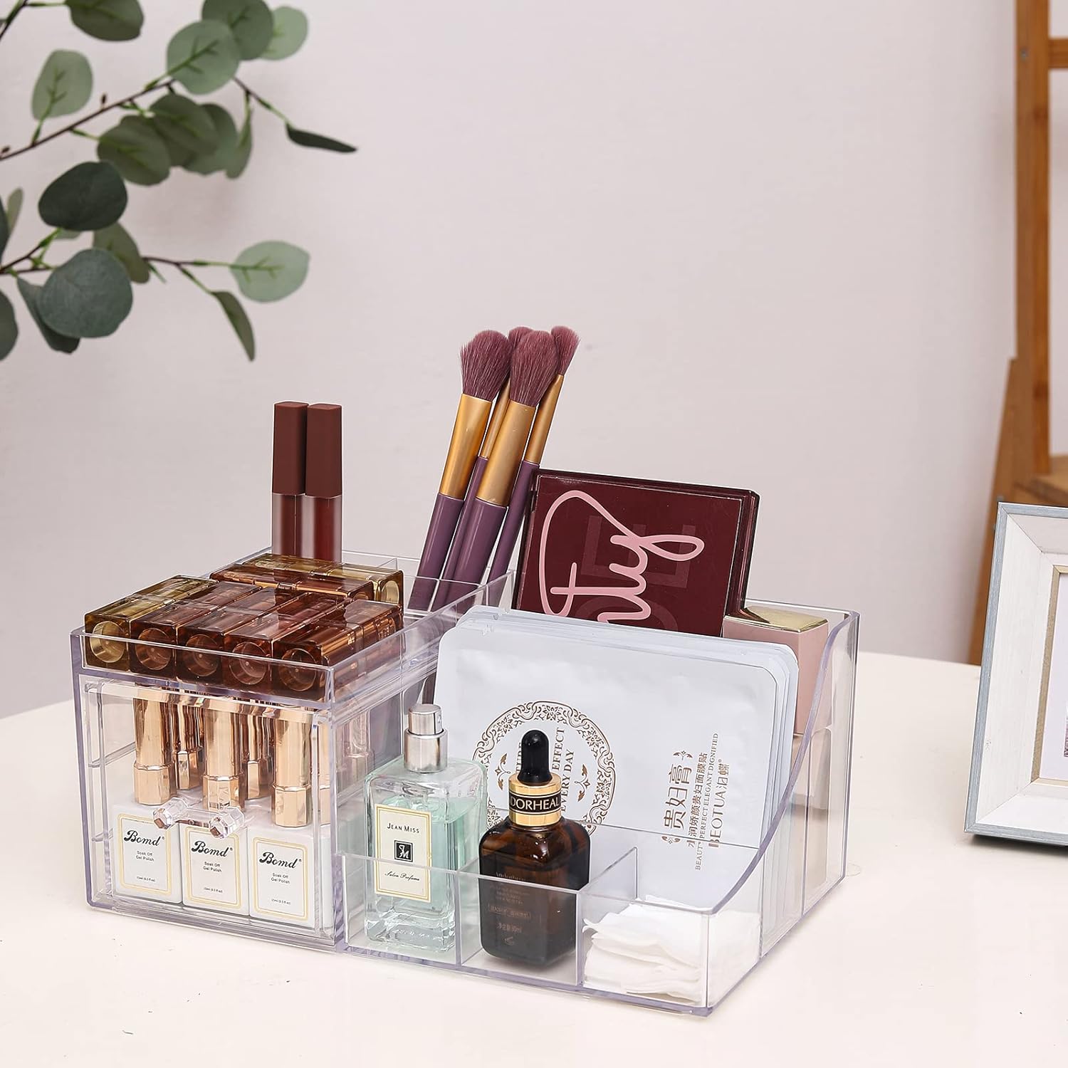 Private Label Cq acrylic1 Pack Clear Makeup Organizer Countertop,Stackable 1 Drawers Skincare Organizer,Cute Skin Care Organizer for Vanity Hair Clip,Jewelry,Beauty Product Desk and Make Up Organizers for Vanity Custom Logo Service