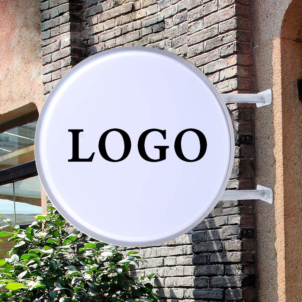 Private Label 20/24in LED Light Box Double Sided Round Light Box, Waterproof Advertising Projecting Sign, Advertising Light Box, Outdoor Round Projecting Light Box Signs for Outdoor Retail Store Advertising (20in) Ecommerce Ready Product