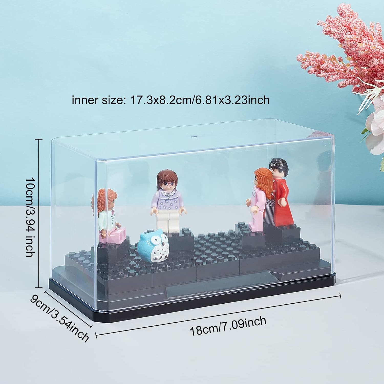 Wholesale OEM ODM OLYCRAFT Clear Plastic Display Case 7x3.5x4 Inch Display Stand Box Self-Assembl Display Case with Black Base Dust Proof Protection Showcase for Collection Bricks Blocks Models Factory & Supplier