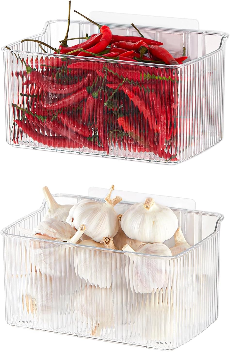 2 Pack Adhesive Spice Rack Wall Mount, 8.1" x 4.5" x 4.3", Cabinet Door Organizer Clear Acrylic Shelf, No-Drilling Small Hanging Basket for Kitchen Pantry, Shower Caddy for Bathroom