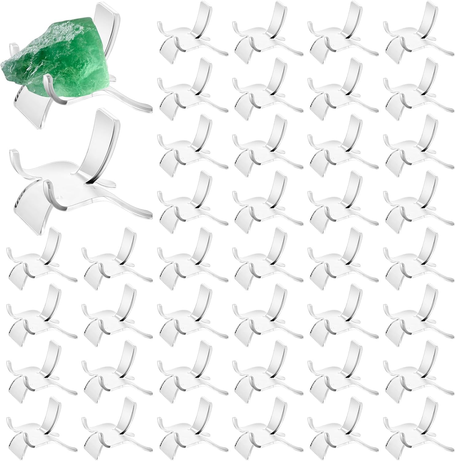 Jetec 40 Pieces Acrylic Display Holder Clear Display Easel Stands Pedestal Collectibles Display Stands for Displaying Crystal Geodes Rock Mineral Agate Coral(Medium)
