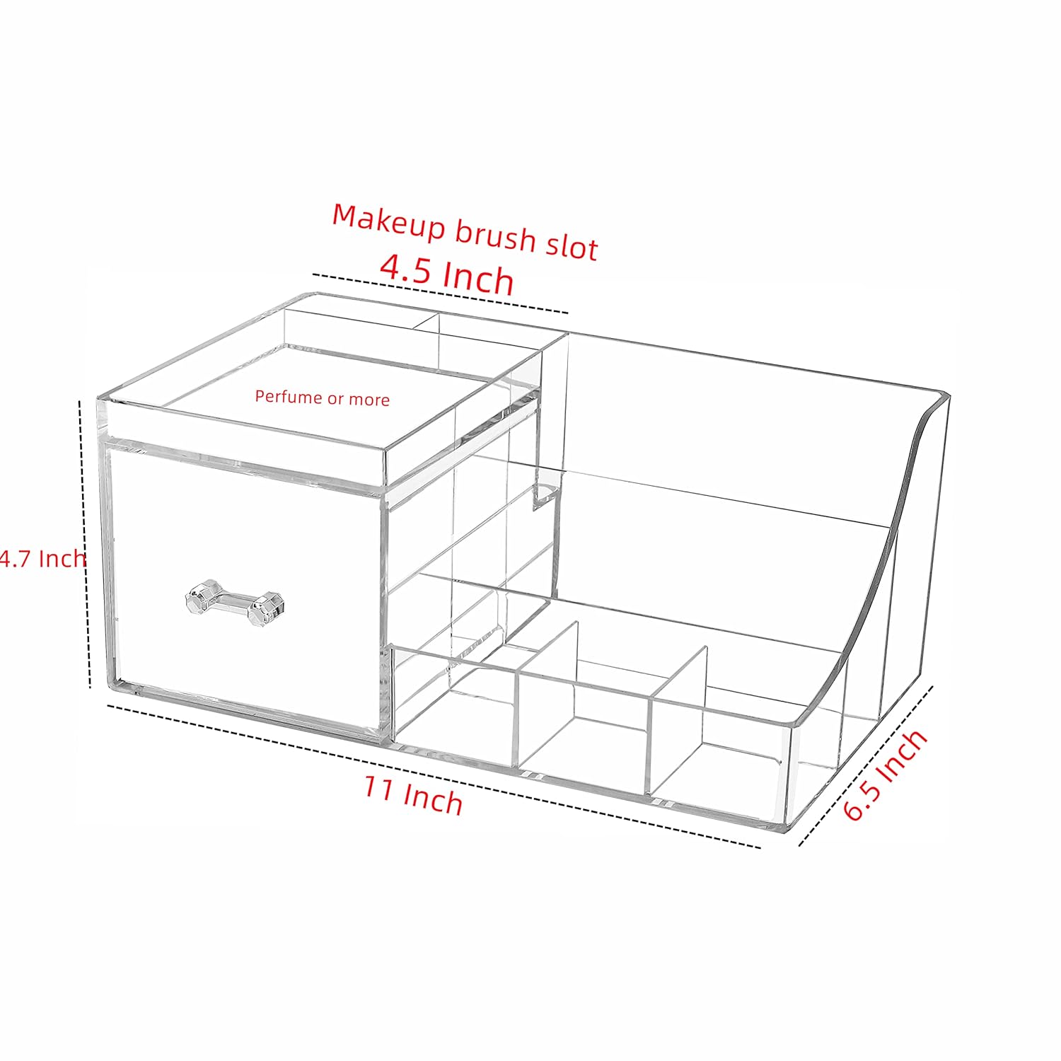 Private Label Cq acrylic1 Pack Clear Makeup Organizer Countertop,Stackable 1 Drawers Skincare Organizer,Cute Skin Care Organizer for Vanity Hair Clip,Jewelry,Beauty Product Desk and Make Up Organizers for Vanity Custom Logo Service