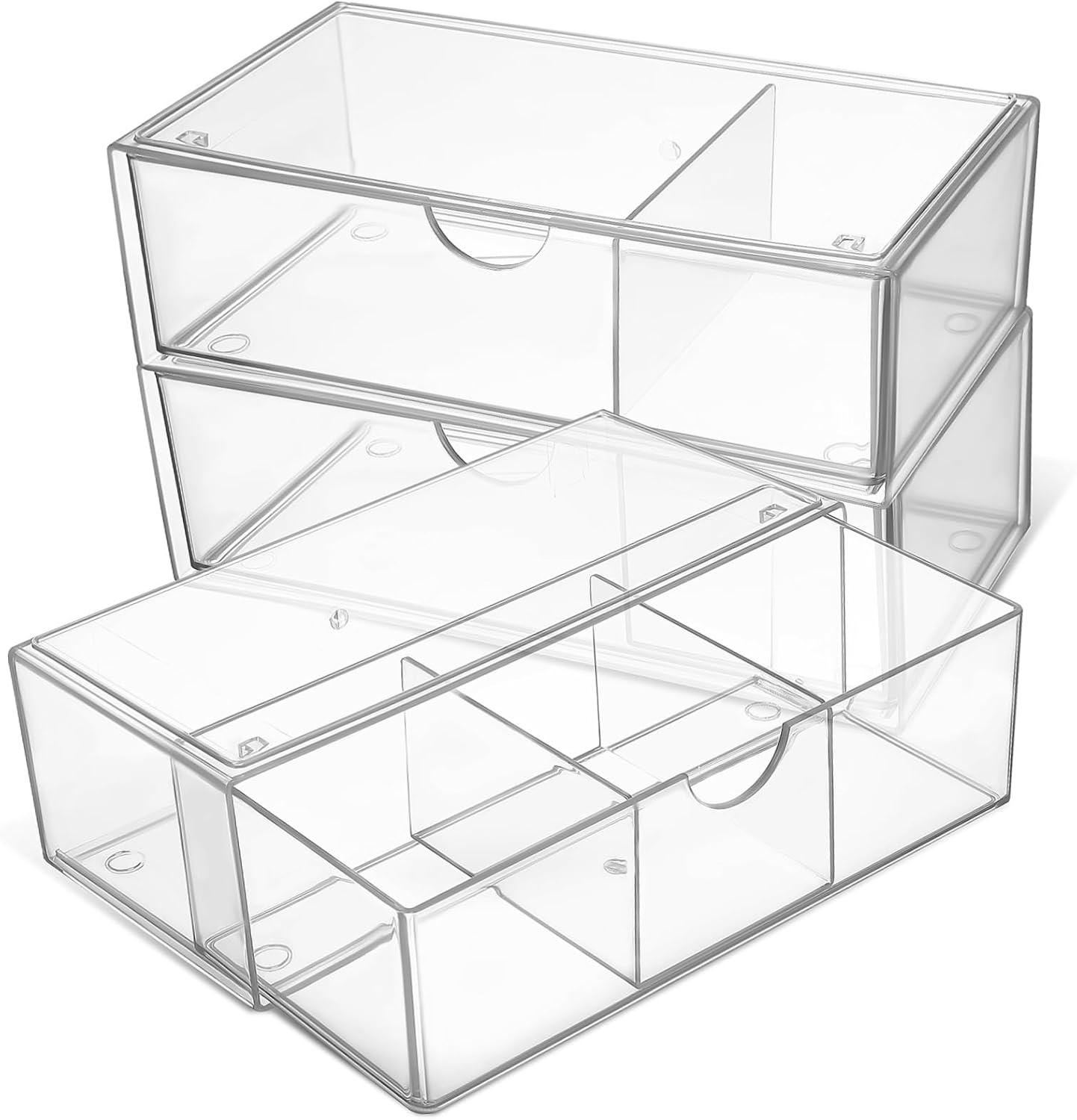 3Pcs Clear Makeup Organizer Transparent Vanity Storage Box for Lipsticks Cotton Pads and Cosmetics Stylish and Lidded Makeup Storage for Neat