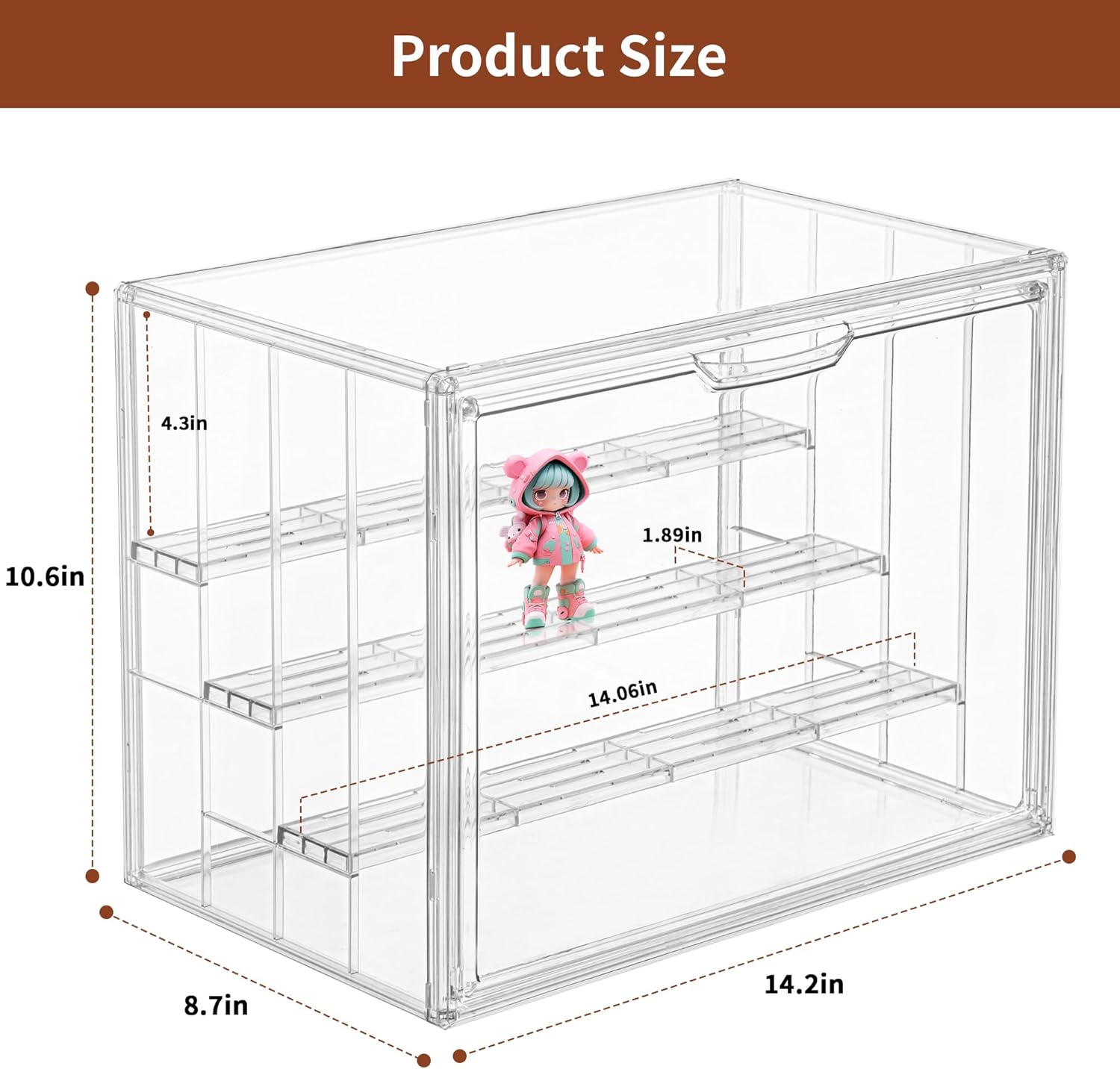 Wholesale OEM ODM Clear Acrylic Display Case Upgrade 4 Tier Figure Display Case with 3 Movable Plates, Stackable Display Box Showcase with Magnetic Door for Collectibles (Large-2pack) Factory & Supplier