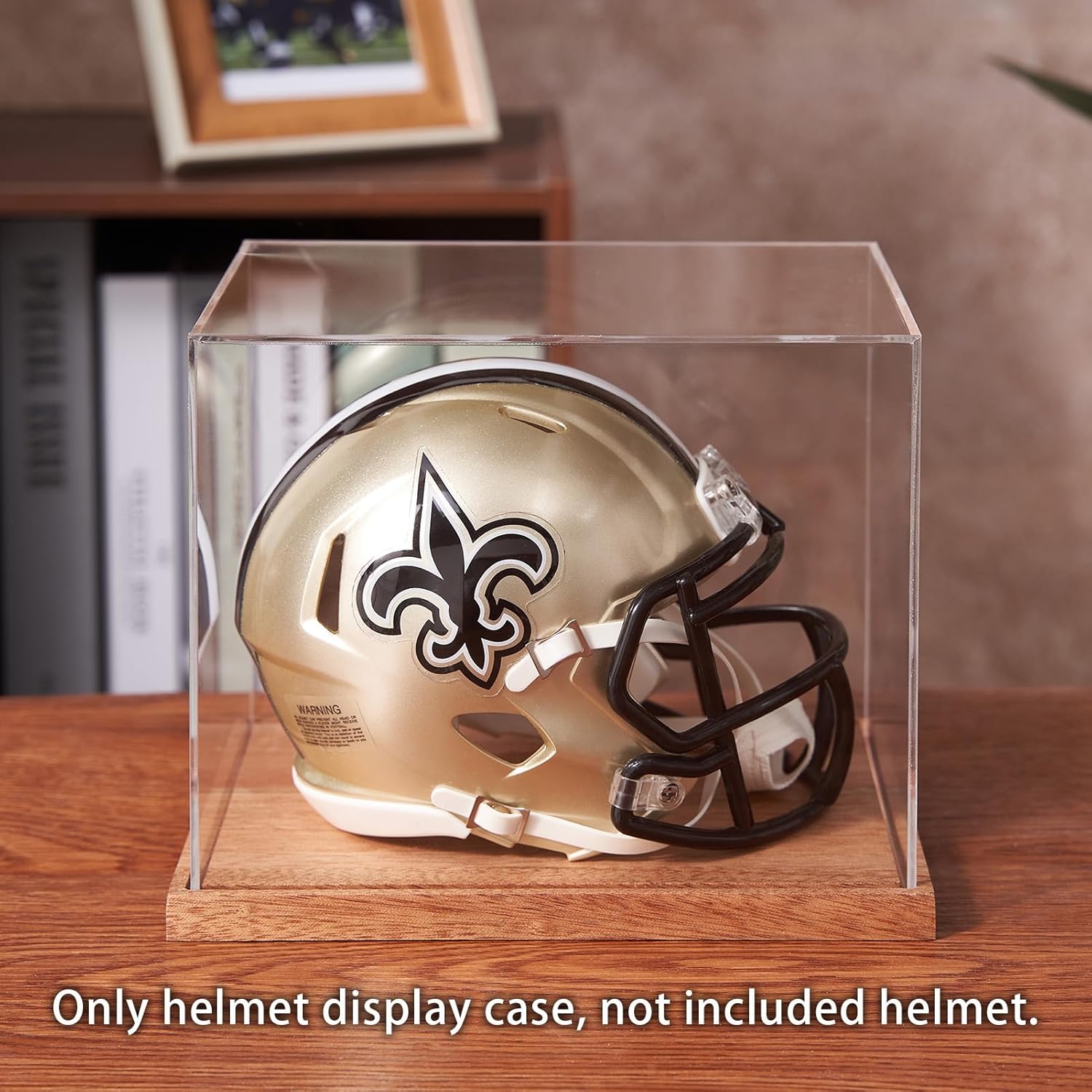 ODM Mini Helmet Display Case, No Assembly Required Acrylic Clear 1/2 Football Baseball Helmet Showcase, Solid Wood Base UV Protection Souvenirs and Collectibles Box, Ideal Gift for Sports Enthusiast Custom Mold Development