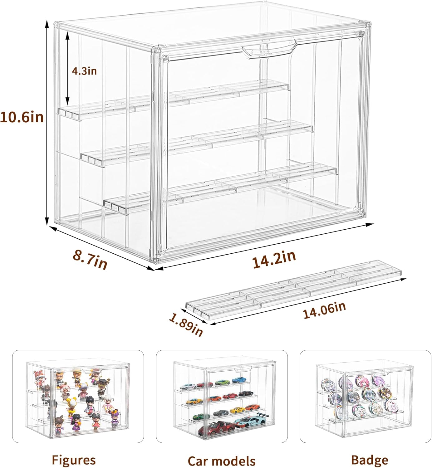 ODM Display Case for Collectibles 4 Layer Updated Adjustable Acrylic Display Case with Magnetic Door Clear Stackable Display Box Hobby Display Cases for Figures, 1 Pack Custom Logo Service