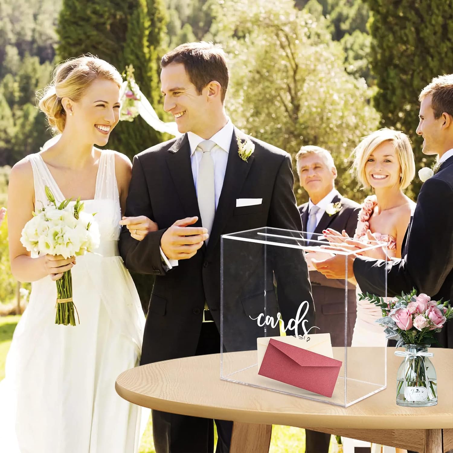 Private Label Hooqict Clear Acrylic Wedding Card Box with Slot Large Blank Gift Card Boxes for Reception, Party, Wishing Well, Money Box Holder, Graduation Decorations, Baby Shower Wholesale Manufacturer