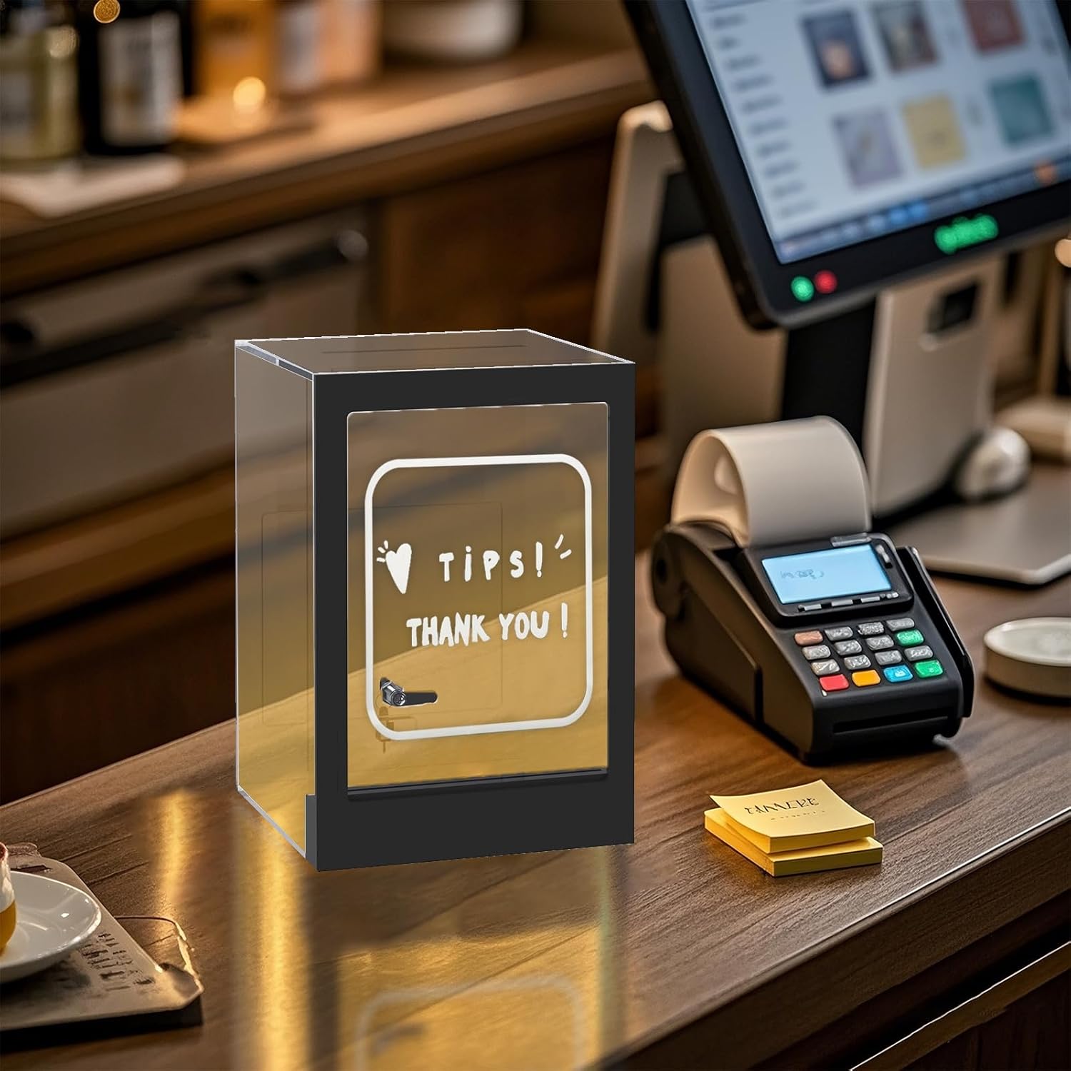 Private Label 18-Color LED Acrylic Tip Jar for Bartender with Remote Control, Lockable Cash Slot & Customizable Magnetic Sign(5.9"x5.9"x8.8") – USB-Powered Donation Box for Restaurants, Bars, Charity Events Custom Mold Development