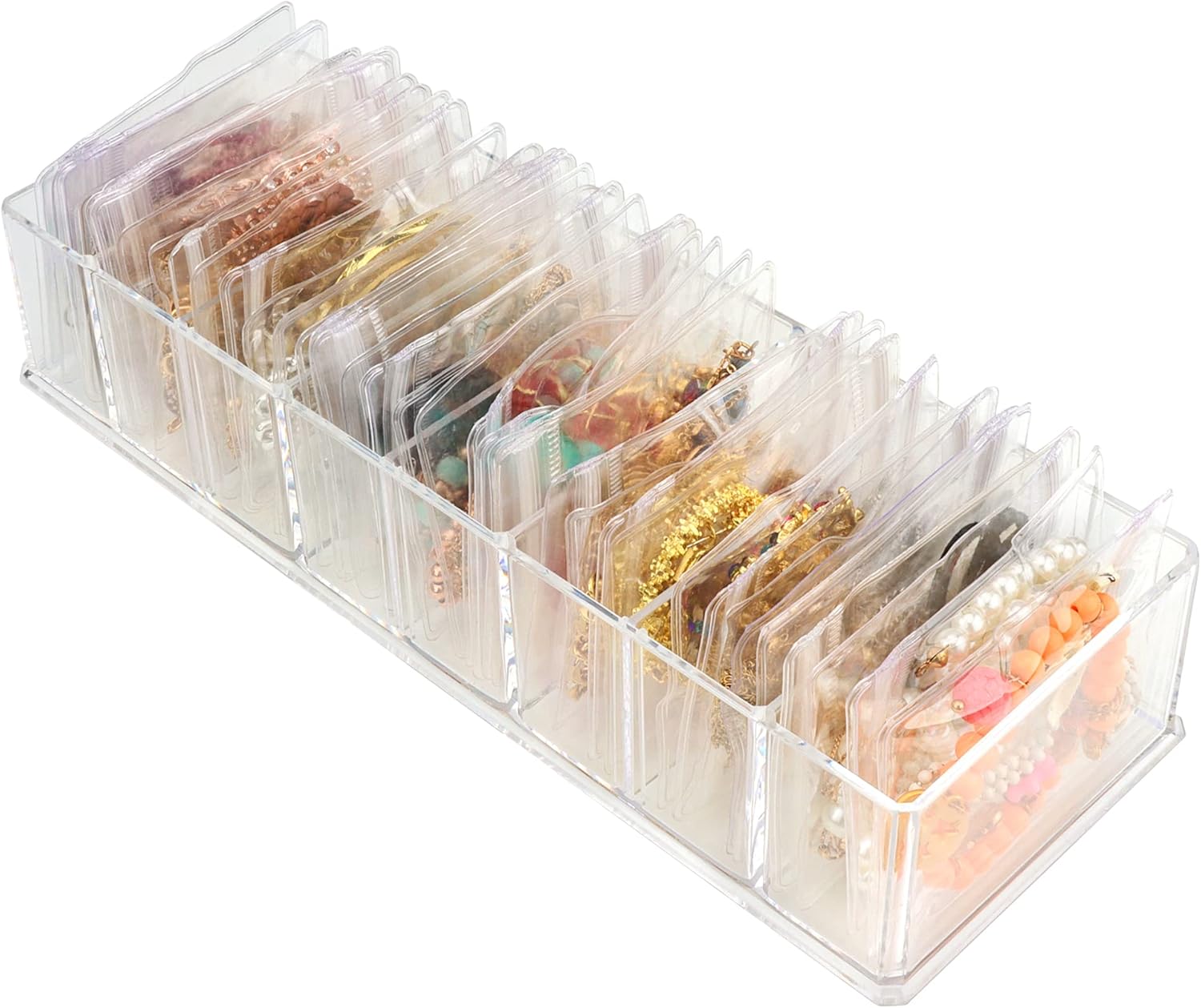 DesignSter Acrylic Jewelry Box with Jewelry organizer Bag Anti-Oxidation for Rings, Necklace, Bracelets, Stud, and Earrings Storage