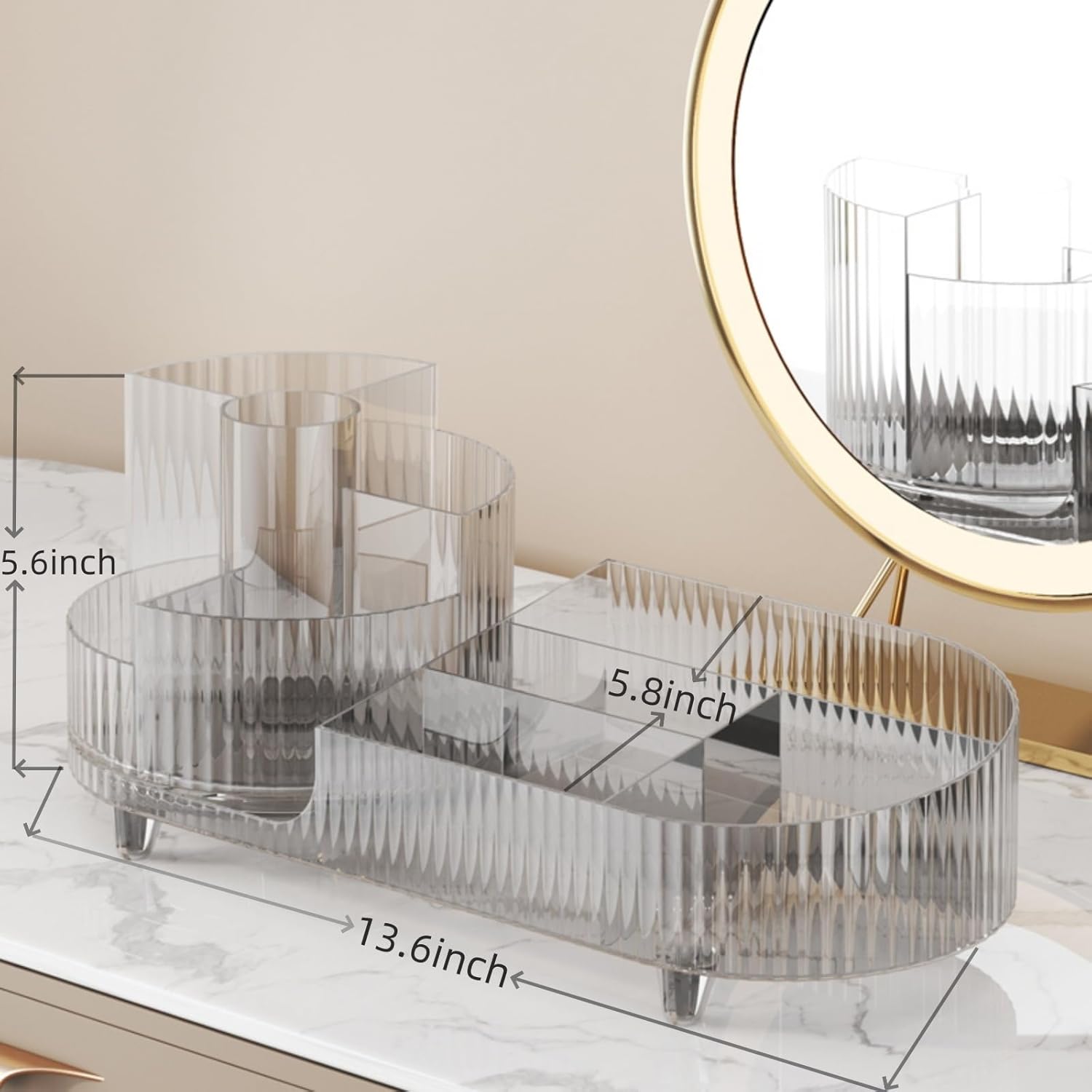Private Label Rotating makeup organizer,Large Capacity Cosmetic Display Case, easy to hold all of your makeup products, at least 20 makeup brushes/eyeliner,10 lipsticks,8 skincare products(Crystal Clear) Factory Direct Price