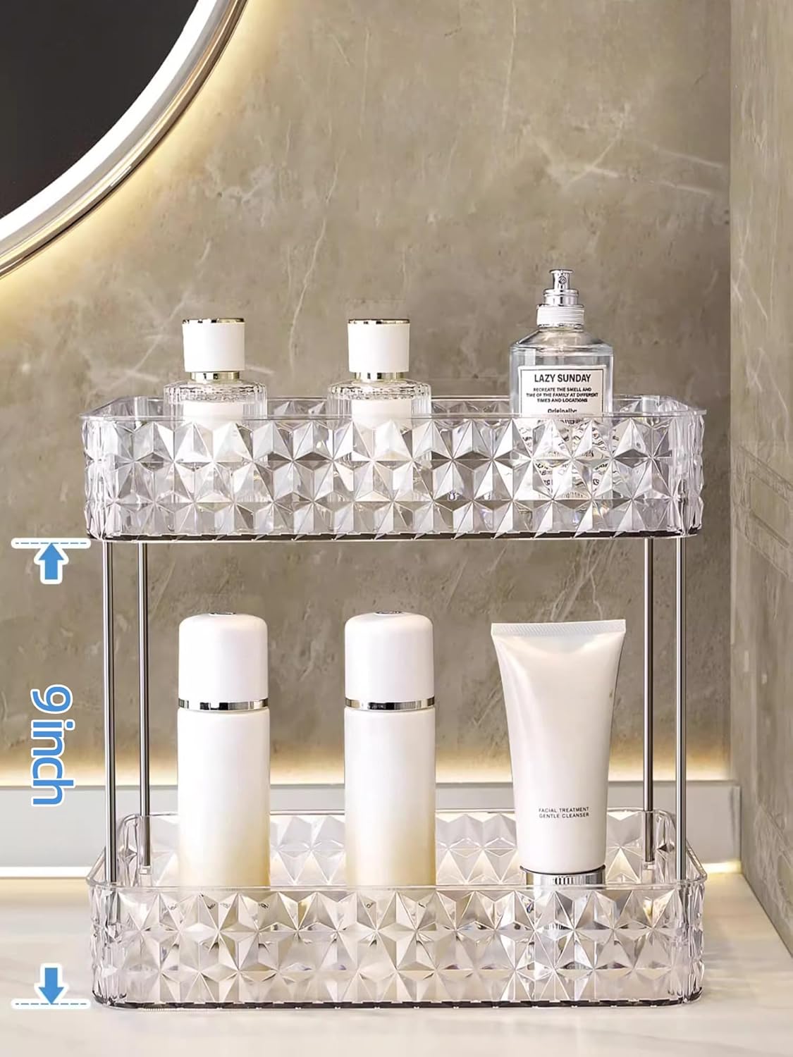 Private Label Makeup Organizer for Vanity, High-Capacity Clear Makeup Storage Perfume Organizers,Cosmetic Display Cases,Bathroom Countertop Organizer(Crystal Clear, 2Tier) Factory Direct Price