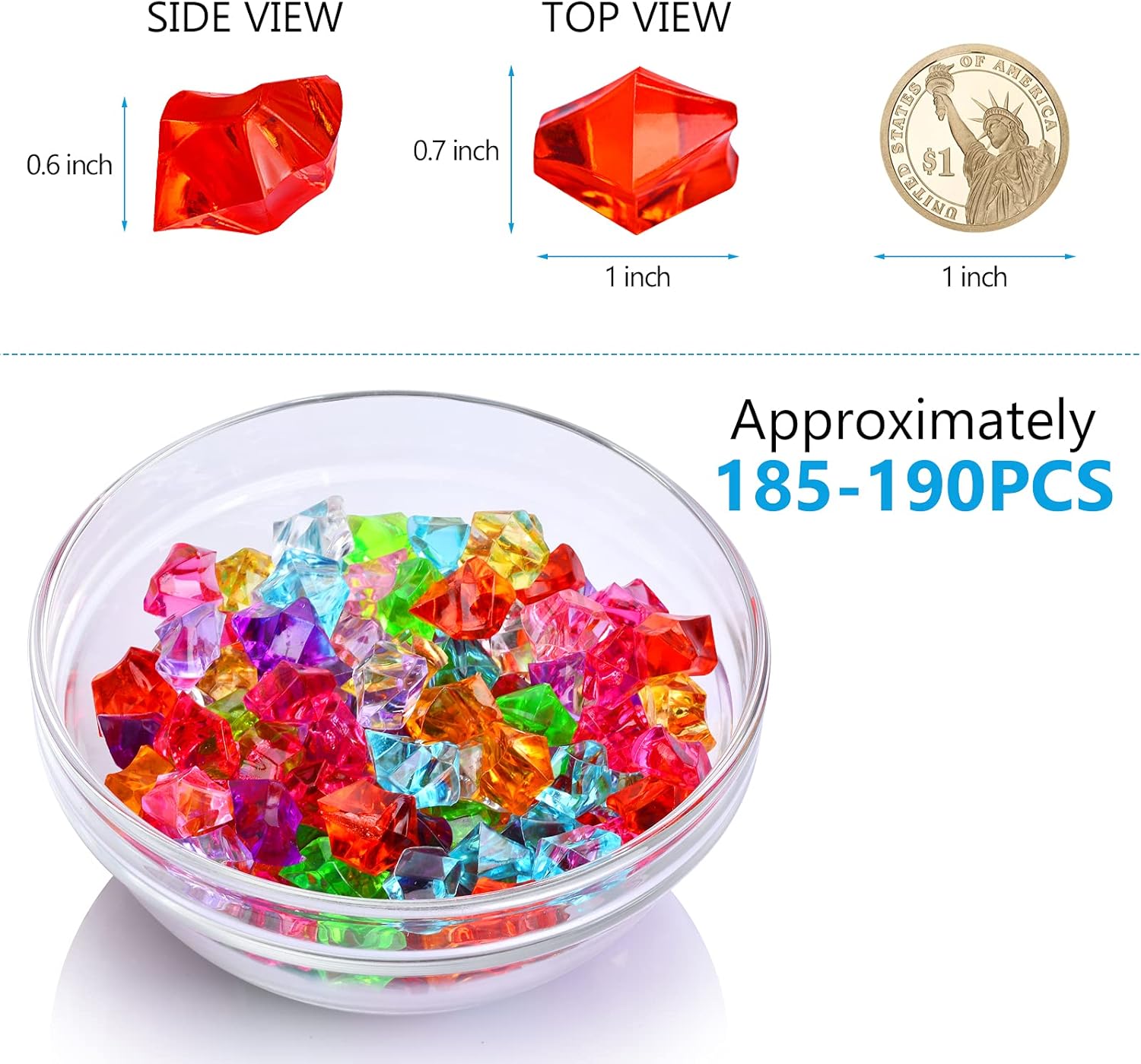 ODM 180-190pcs Premium Multicolored Fake Crushed Ice Rock Plastic Gems Jewels Acrylic Ice Rock Crystals Treasure Fake Diamonds Plastic Ice Cubes for Kids Toy Decoration Wedding Display Vase Fillers Crafts Custom Logo Service
