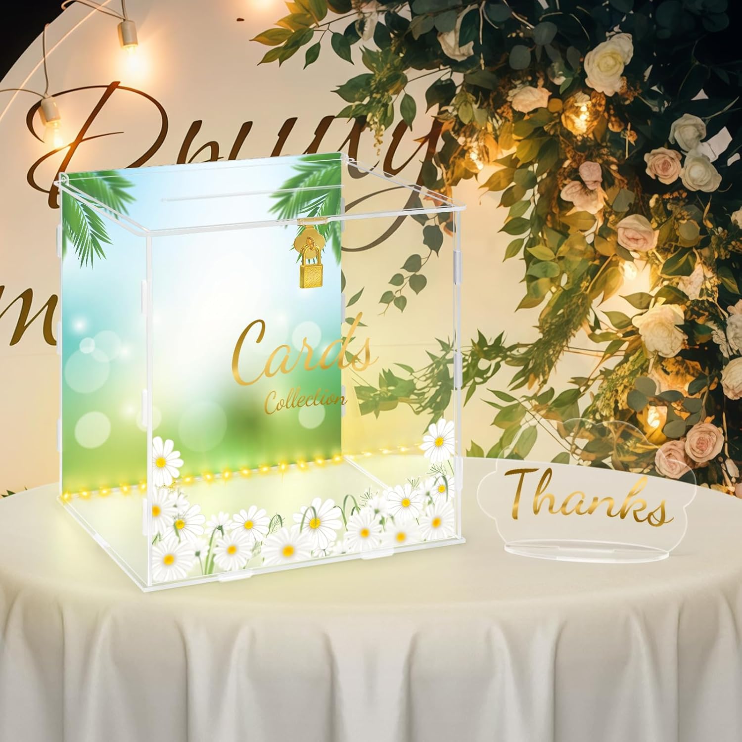 Private Label Card Box for Wedding,Acrylic Birthday Card Box Letter Envelope Holder with Lock and Slot for Reception Wedding Birthday Party Baby Shower Anniversary Ecommerce Ready Product
