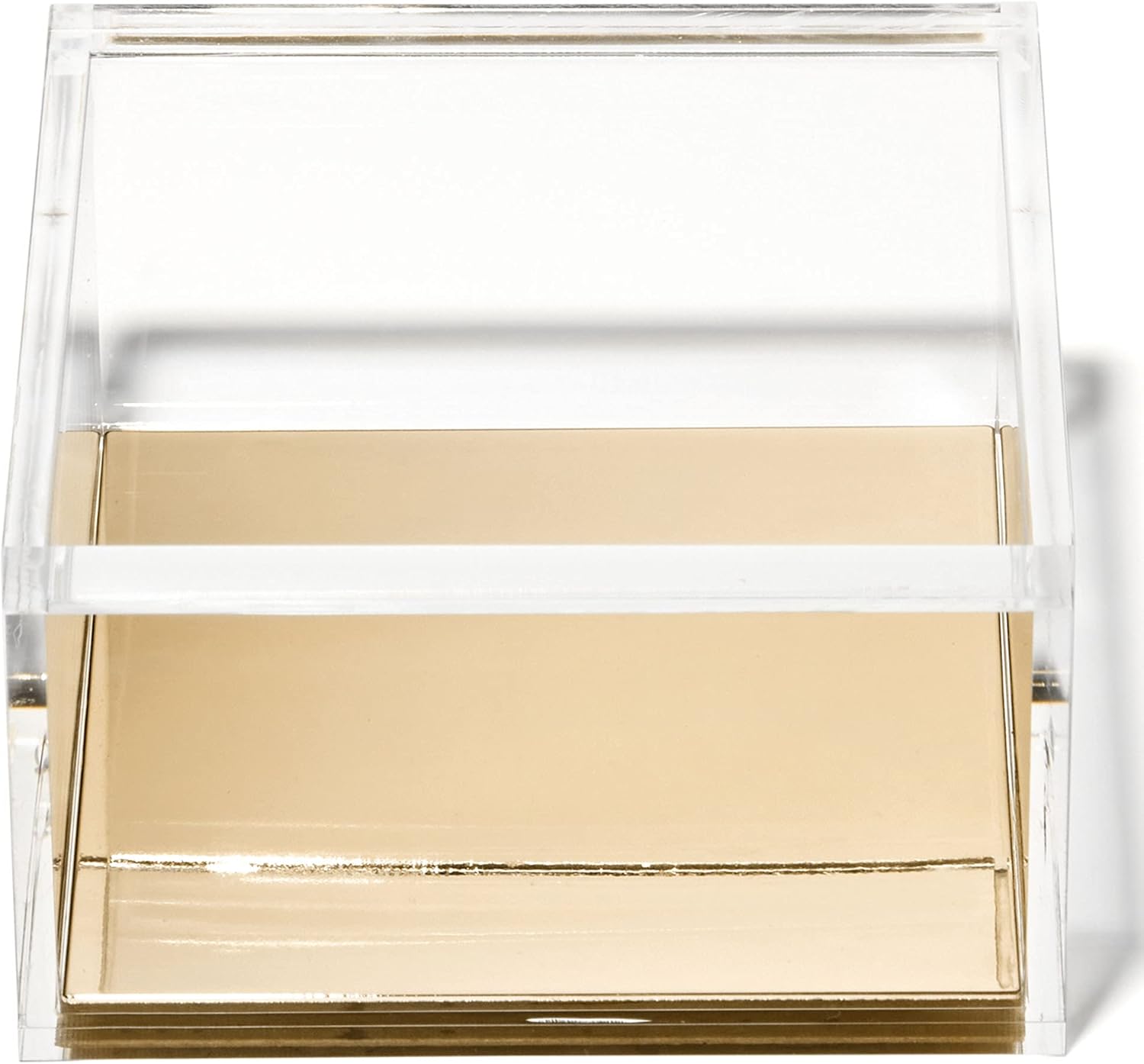 Private Label OfficeGoods Acrylic Desk Organizer w/Gold Base – Functional & Elegant Odds & Ends Box for Display or Storage – Perfect for Home or Office, Kitchen, Bathroom Vanity, Curio Display - Large Custom Logo Service