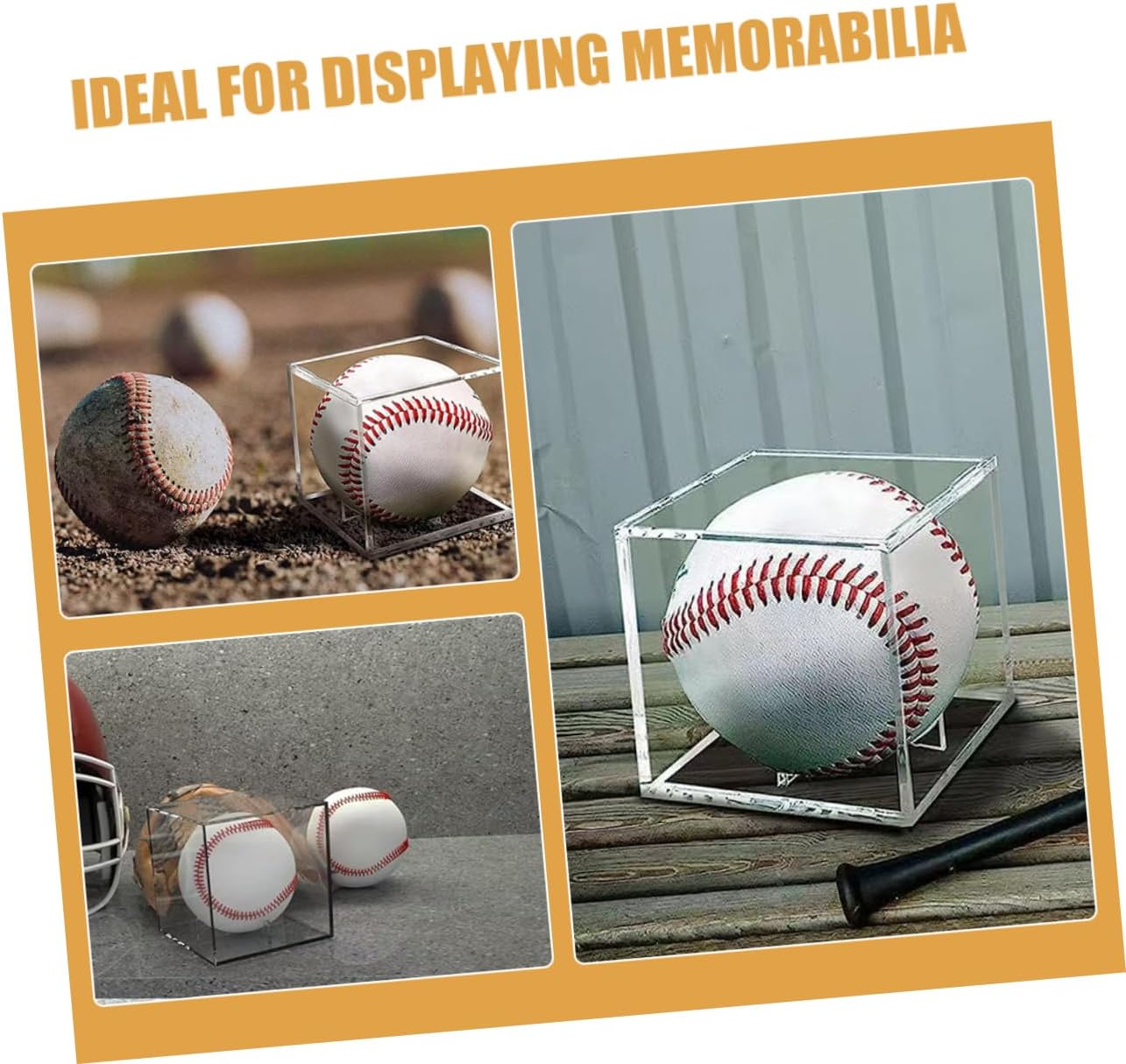 ODM 3pcs Clear Acrylic Baseball Display Case with Stand Transparent Cube Holder for Autographed Baseballs Memorabilia Showcases and Collectible Storage Custom Logo Service
