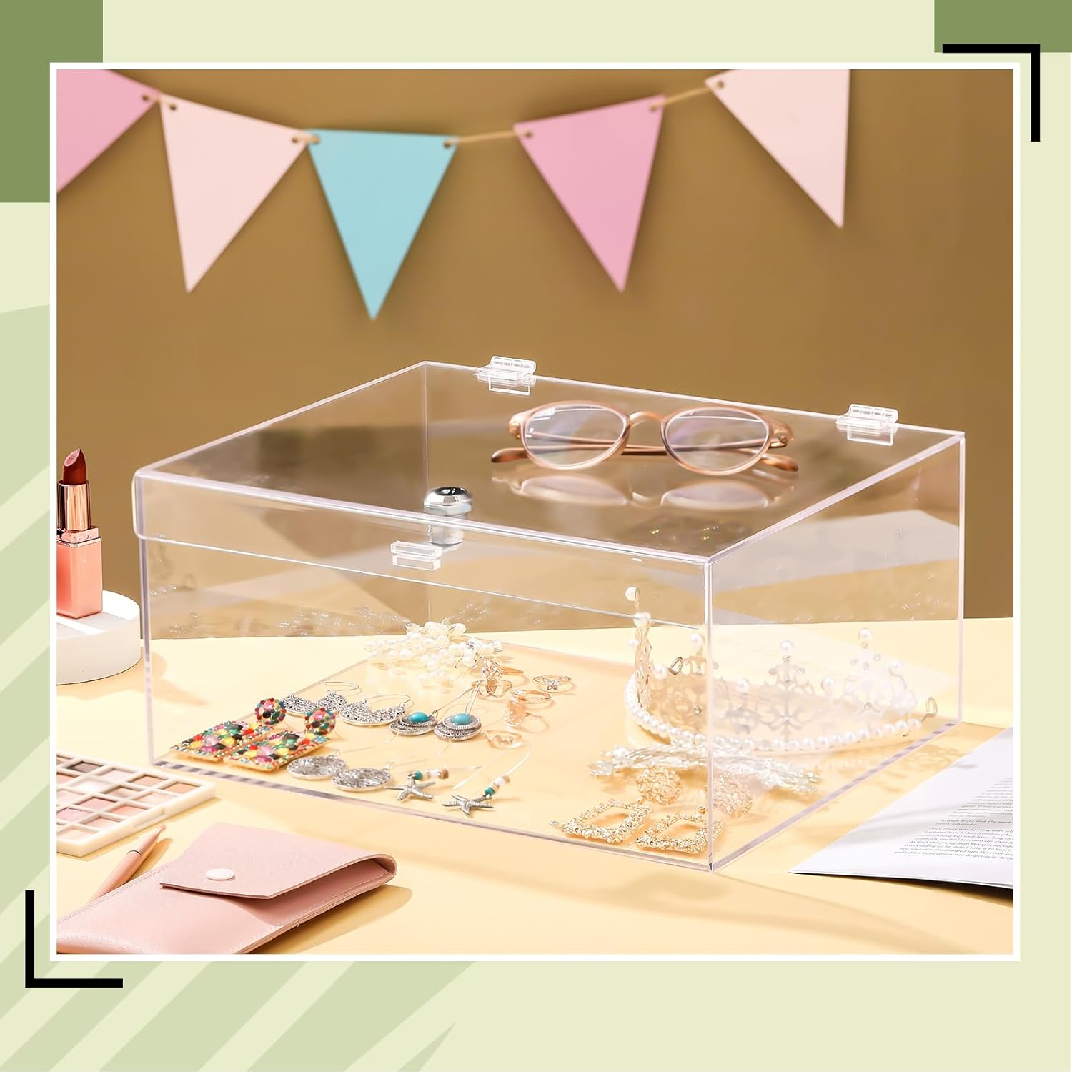 Private Label Acrylic Locking Display Case with Keys 12.2" x 5.75" x 4.6" Large Clear Lock Box Display Case Snack Lock Storage Box for Fridge Figures Jewelry Toys Home Storage Custom Mold Development