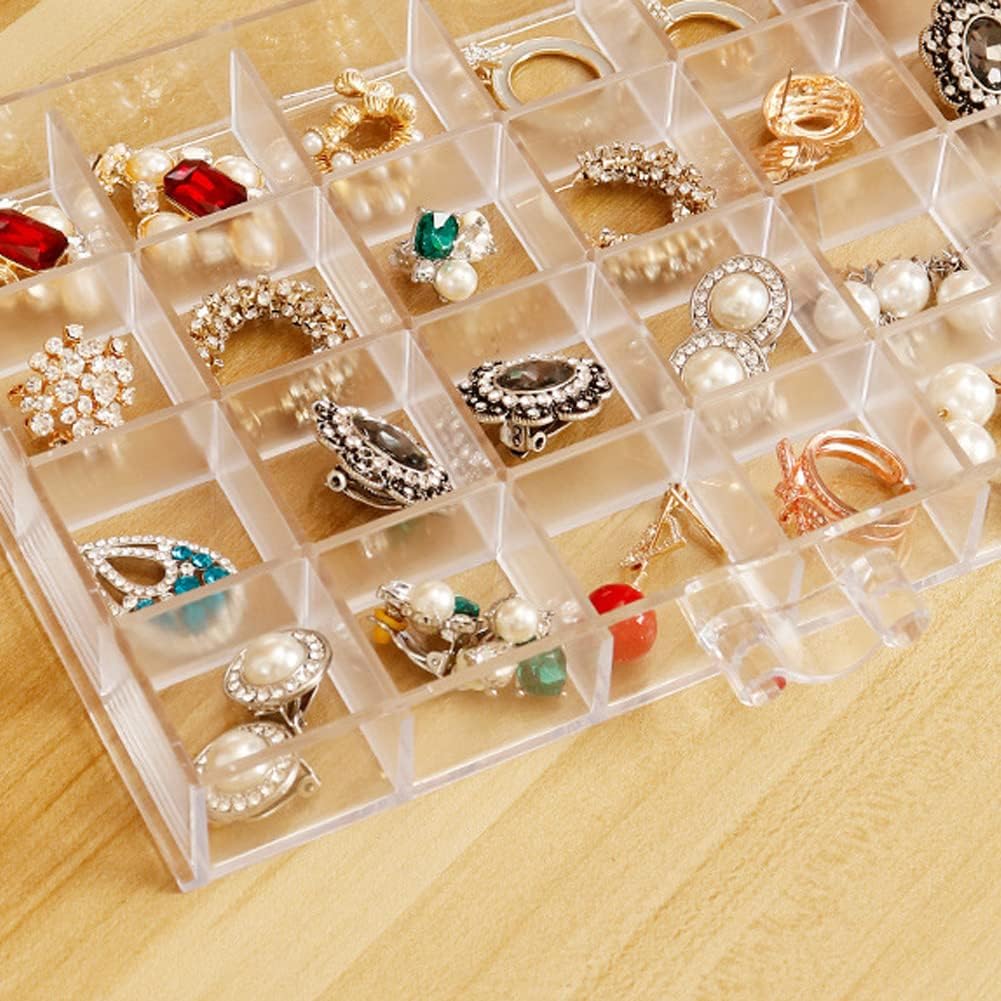Direct Manufacturer Earring Storage Box Acrylic Jewelry Storage Holder Ring Clear Plastic Transparent Jewelry Display Stand with 3 Drawers 72 Small Compartment Tray for Women Girls Low MOQ