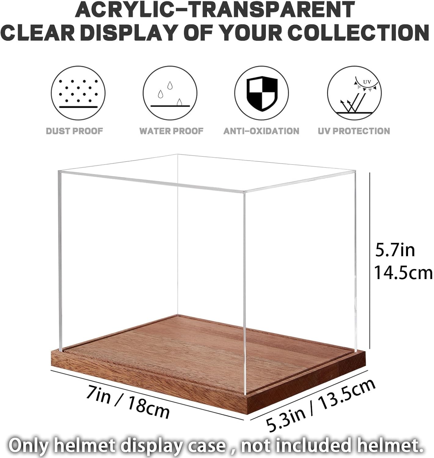 ODM Mini Helmet Display Case, No Assembly Required Acrylic Clear 1/2 Football Baseball Helmet Showcase, Solid Wood Base UV Protection Souvenirs and Collectibles Box, Ideal Gift for Sports Enthusiast Custom Mold Development