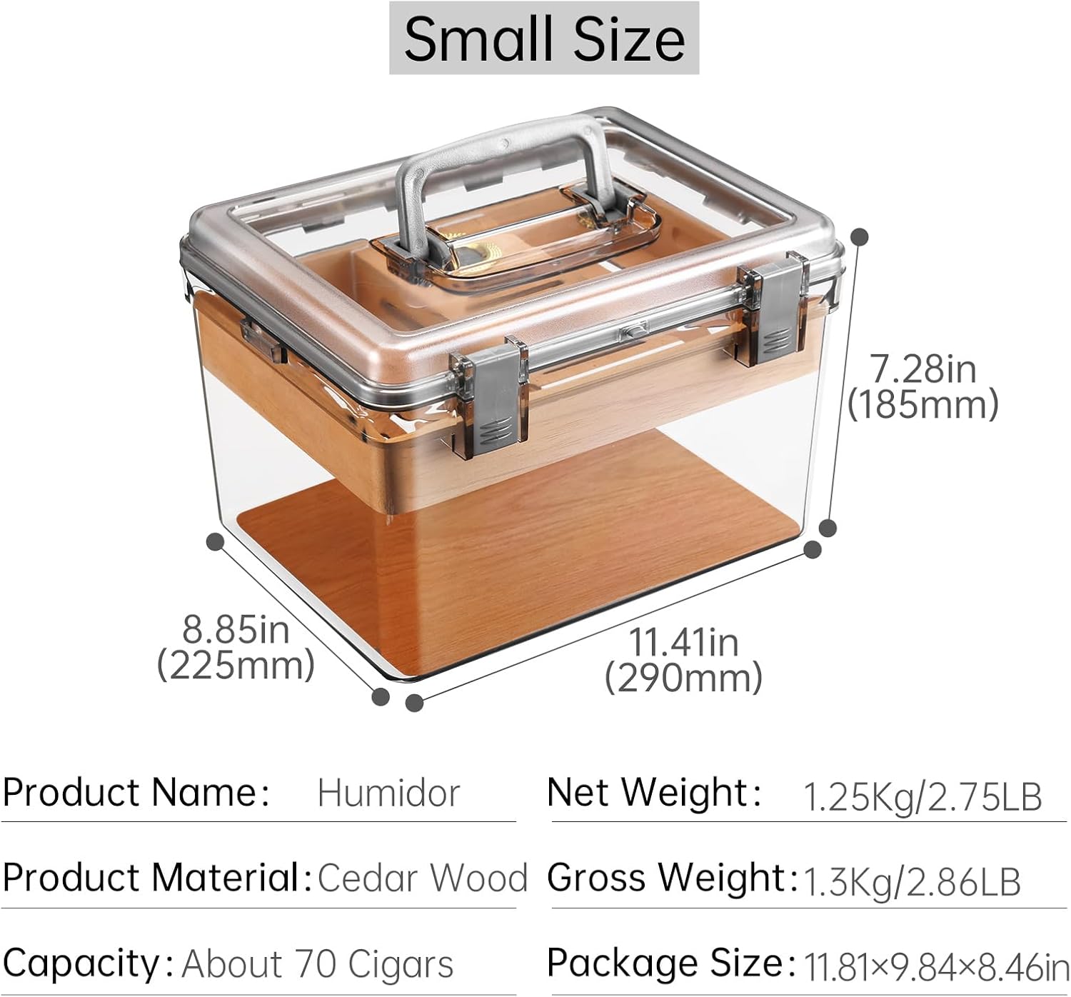 ODM Acrylic Cigar Humidor with Hygrometer and Humidifier, Cedar Wood Tray, Modern Transparent Cigar Box with Handle, Gifts for Men (Small) Custom Mold Development
