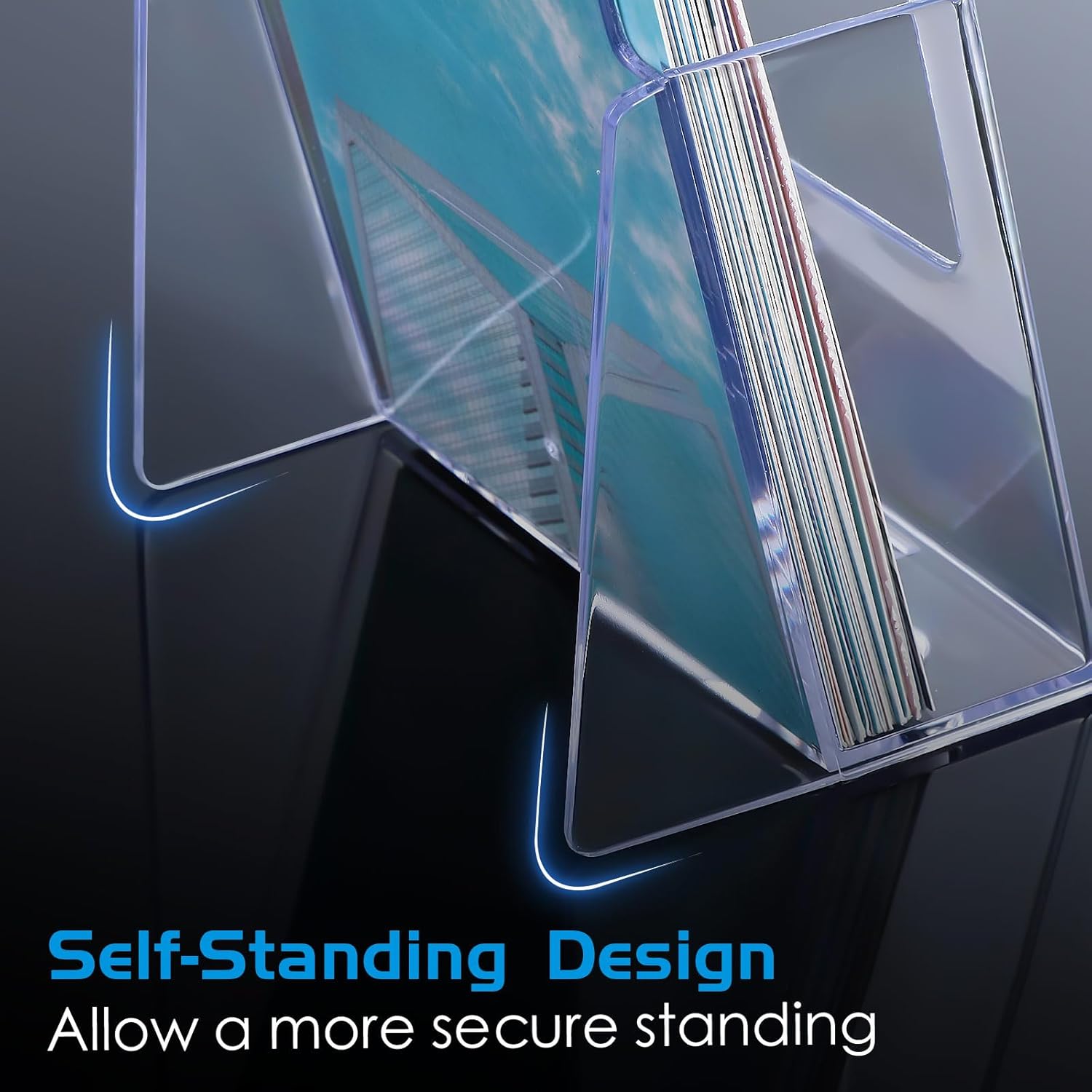 Wholesale 8 Sets Acrylic Brochure Holder 4'' x 9'' Brochure Display Stand Pamphlet Holder Flyer Stand Plastic Flyer Holder with Business Card Holder for Magazine Literature Booklets Menu Journals China Factory Bulk Supply