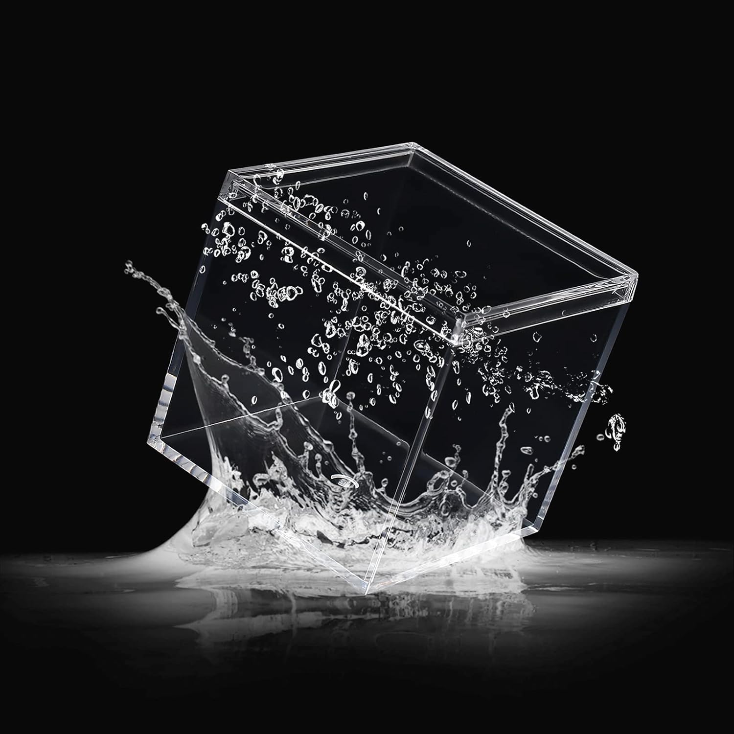Private Label Acrylic Box with Lid, 4 Pack Clear Acrylic Box with Lid Plastic Square Cube Containers BoxesStorage Box 1.77x1.77x1.77Inch/45X45X45mm for Candy Pill and Tiny Jewelry Wholesale Manufacturer