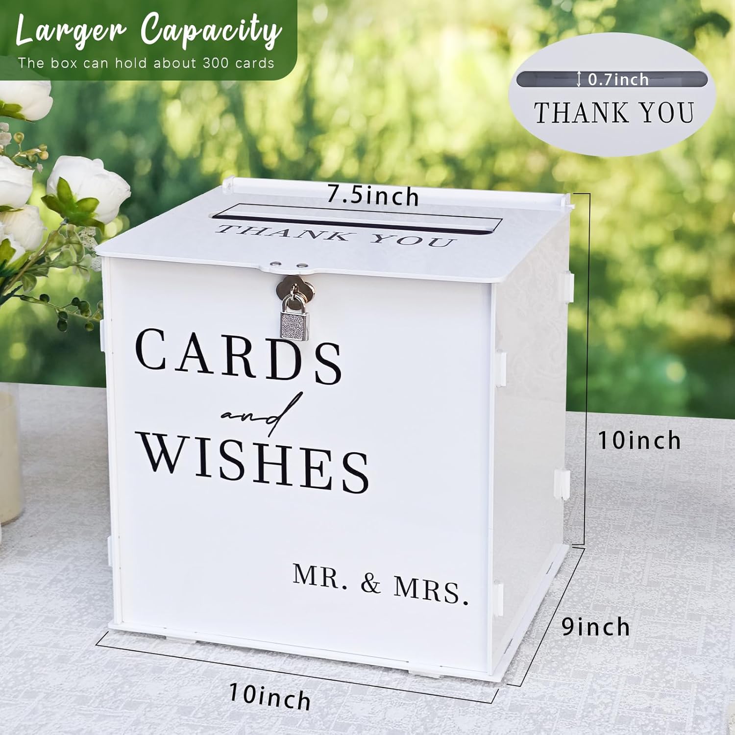 ODM White Acrylic Card Box with Slot & Lock, DIY Large Wedding Card Boxes for Reception, Elegant Money Envelop Card Box for Party Wedding Birthday Baby Shower Graduation Table Decor Custom Mold Development
