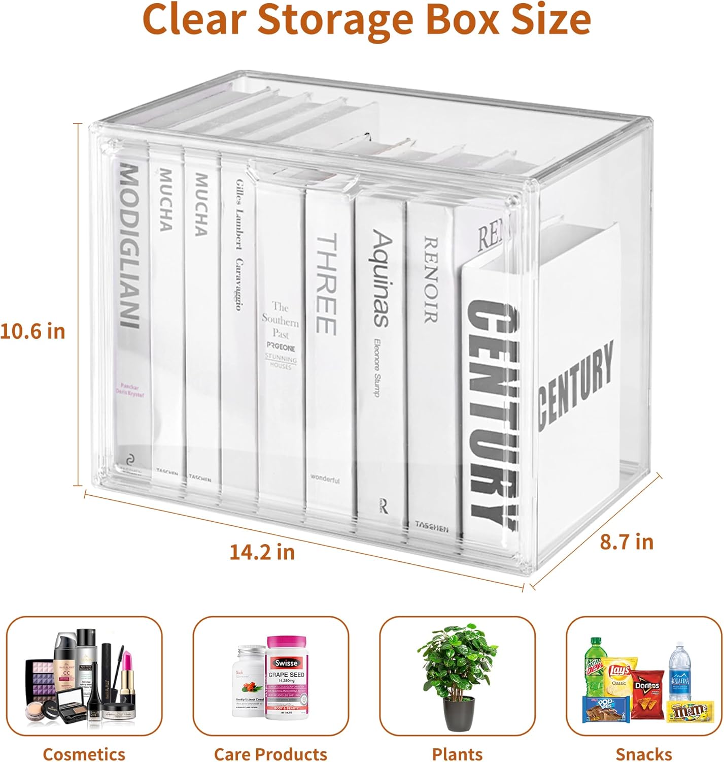 Private Label Clear Acrylic Display Case with Magnetic Lid-Dustproof Plastic Book Storage box,Clear Box,Purse Storage Organizer,Action Figure Display Case,Acrylic Sneaker Shoe Box(1 Pack) Custom Logo Service