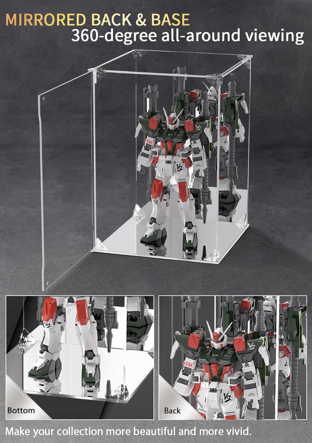 Wholesale OEM ODM Clear Acrylic Display Case with Mirrored Back and Base, UV Protected Acrylic Box with Magnetic Door, Dustproof Display Box Showcase for Collectibles, Figures, Models, Toys (6x6x10inch) Factory & Supplier