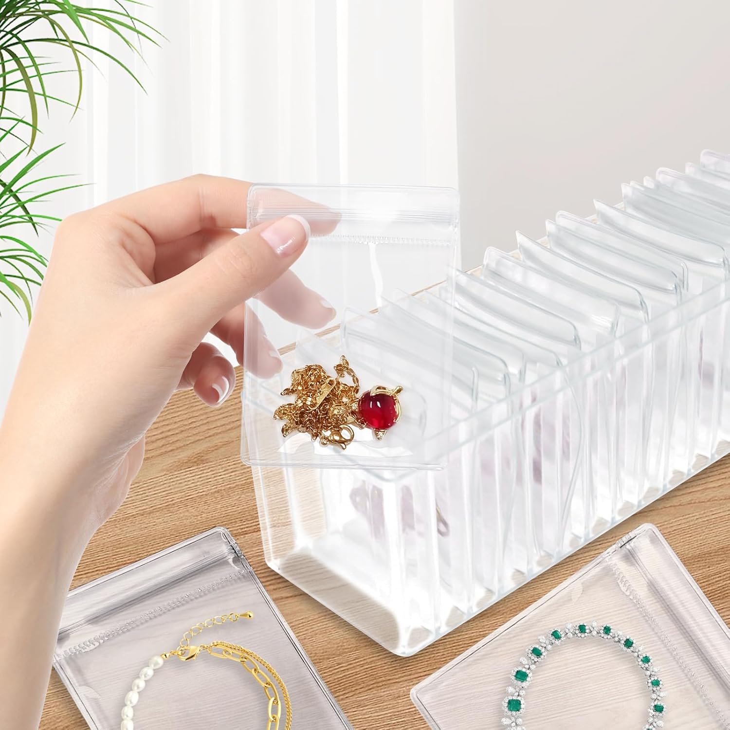 Direct Manufacturer Acrylic Jewelry Box Organizer, Clear Jewelry Organizers and Storage, With 20 Anti Tarnish Jewelry Bags, Acrylic Earring Holder Organizer Box, For Rings, Earrings, Necklaces Low MOQ