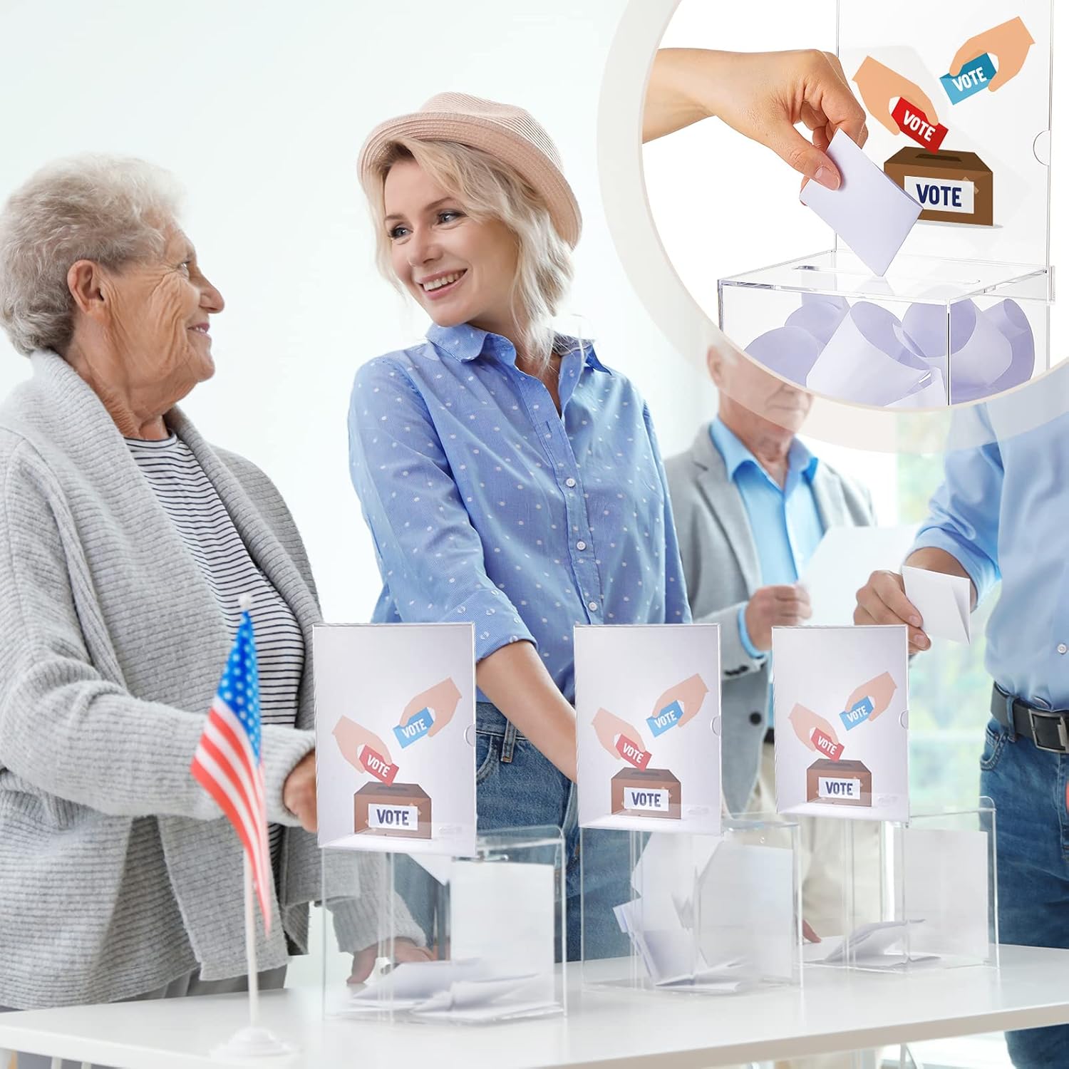 Private Label Bucherry 3 Pcs Acrylic Donation Box with Slot Clear Ballot Suggestion Raffle Ticket Box with Sign for Fundraising, Raffle, Collecting, Donating, Voting, 5.9 x 5 x 5 Inches Wholesale Manufacturer