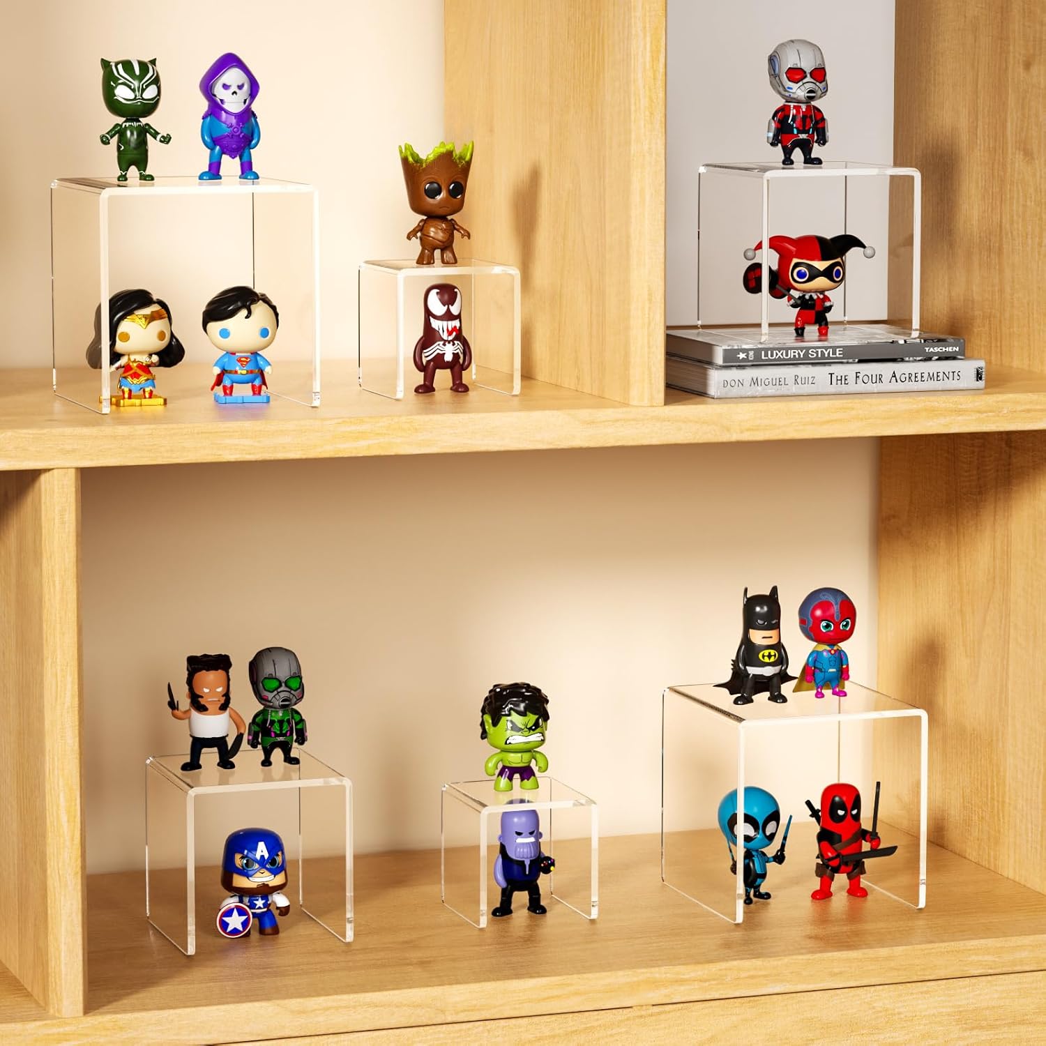 ODM NIUBEE 2 Set Acrylic Risers Display for Funko POP Figures,Clear Cake Stands for Candy Dessert Table Decorations-3"x4"x5" Custom Logo Service