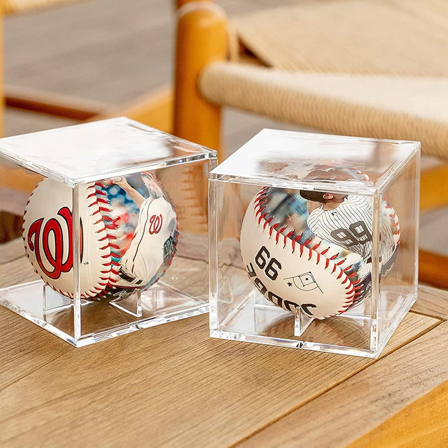 ODM Baseball Display Case, UV Protected Acrylic Cube Baseball Holder Square Clear Box Memorabilia Display Storage Sports Official Baseball Autograph Display Case - Fits Official Size Ball(2 Pack Custom Logo Service