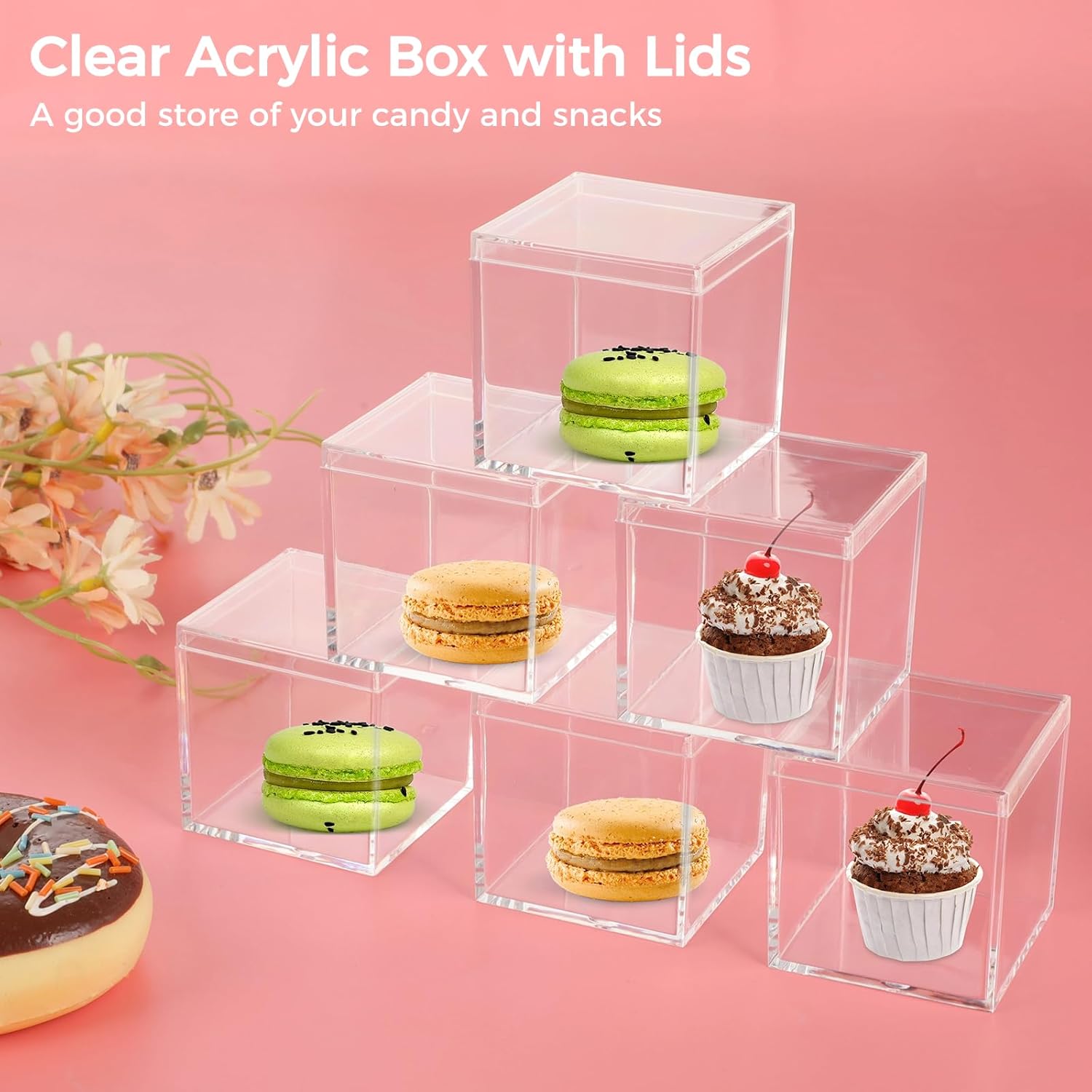 Private Label 40 Pcs Acrylic Boxes - Clear Small Square Display Boxes, 2.2 x 2.2 x 2.2 in, With Lids for Candy, Pill, Earring, Jewelry, Tiny Beads Wholesale Manufacturer