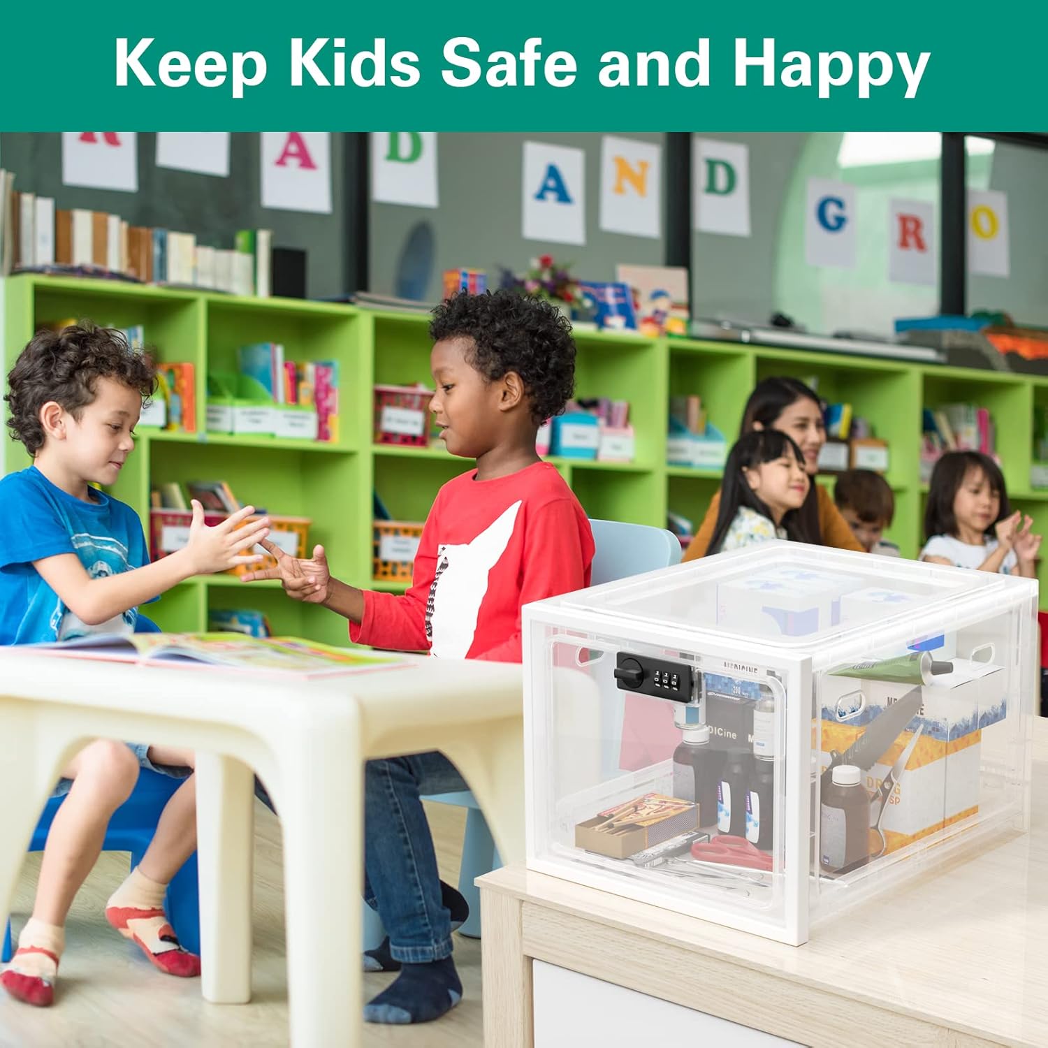 Private Label iBune Large Lock Box for Medication, Medicine Lock Box, Lockable Storage Box Medicine Box with Lock Fridge Snack Locker Food Phone Lock Boxes for Personal Items, White Custom Mold Development