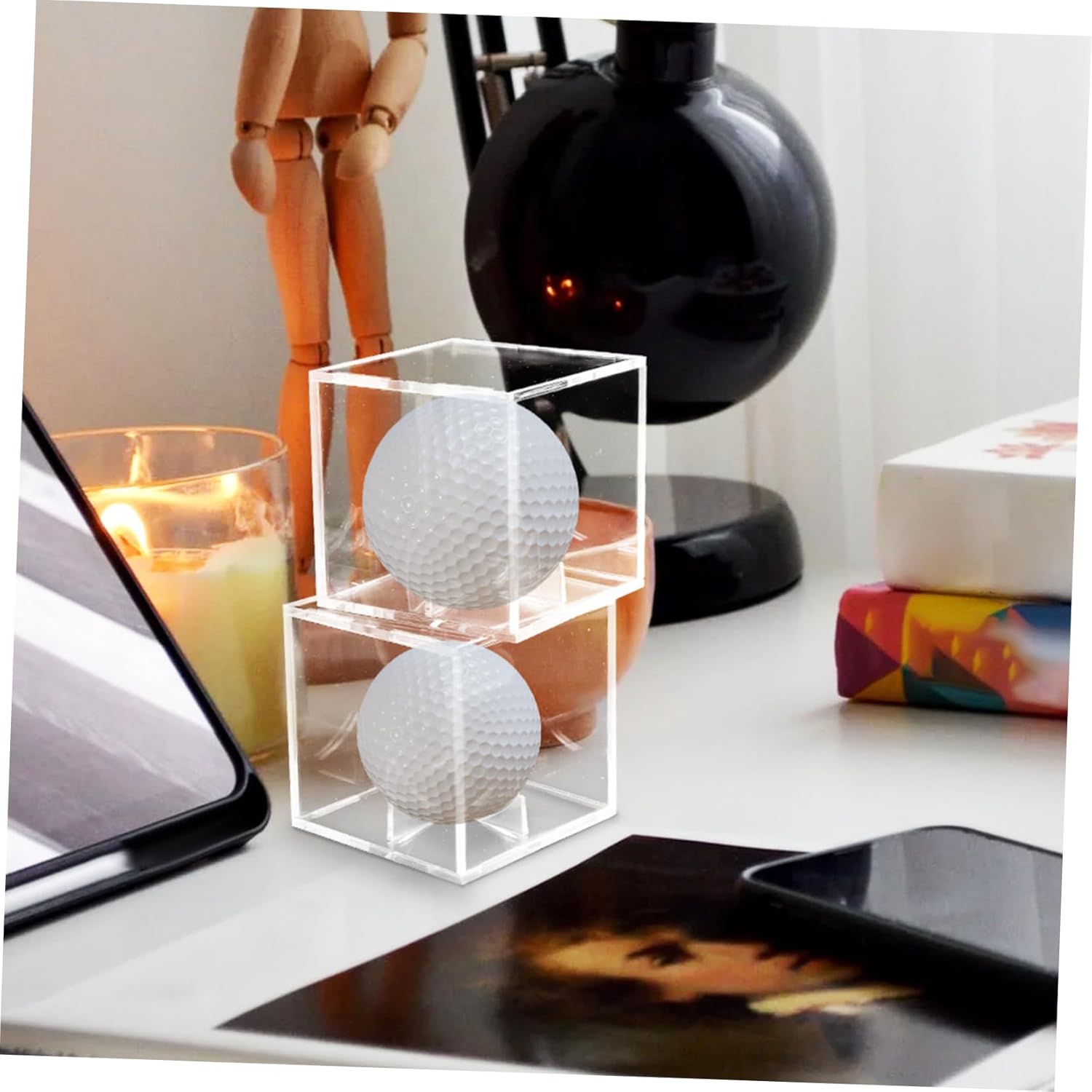ODM Toyvian 2Pcs Baseball Display Cube Clear Baseball Holder Base Elegant Design for Autographed Balls Protects Collectibles and Memorabilia Baseball Display Custom Logo Service
