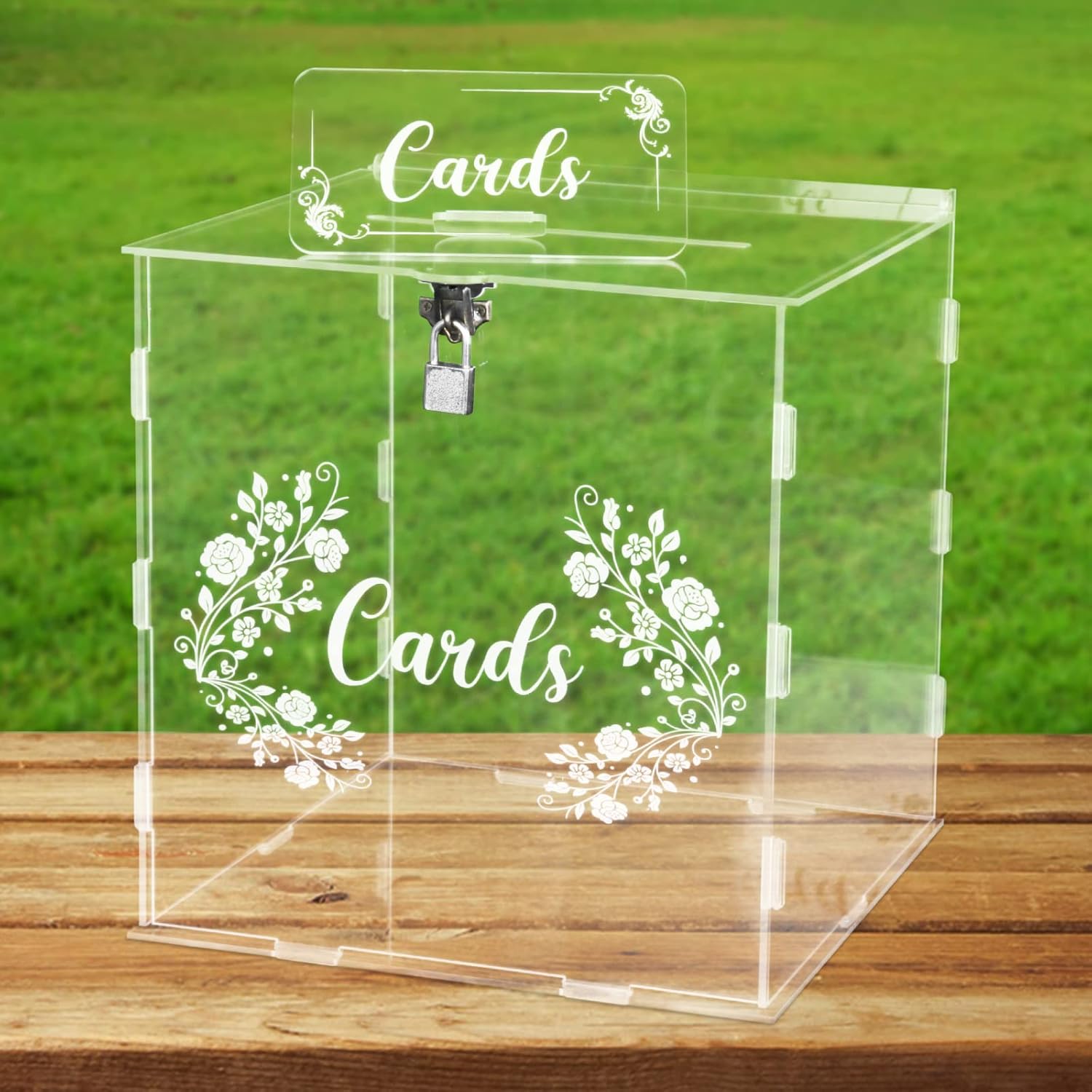 Acrylic Card Box with Lock Gift, Money Holder for Wedding Reception, Anniversary, Birthday & Graduation Decorations (Clear)