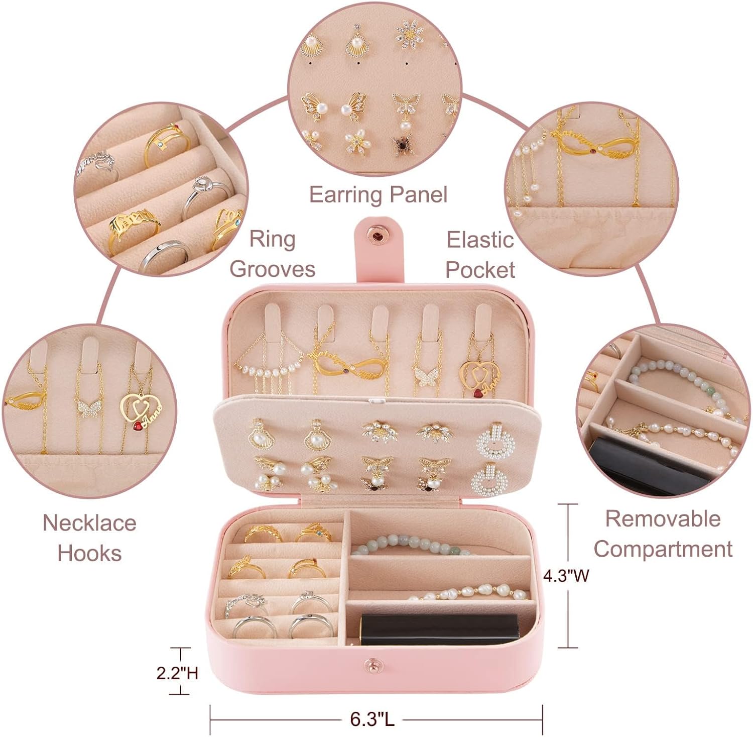 Direct Manufacturer Personalized Jewelry Box for Women, Custom Travel Jewelry Case with Name and Birth Flower, Leather Jewelry Box for Rings, Earrings, Necklaces, Personalized Gifts for Women Low MOQ
