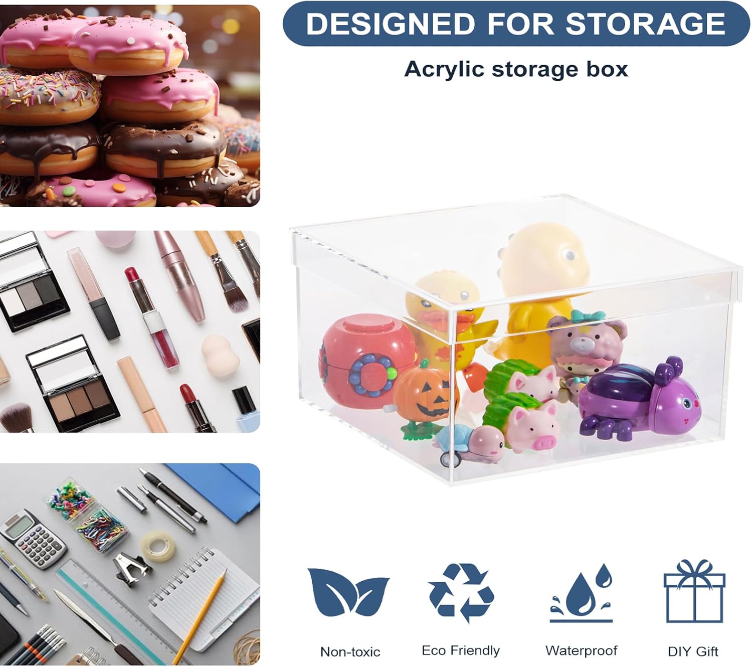 ODM Clear Acrylic Box with Lid, Clear Acrylic Plastic Square Cube containers Storage Box 5.9x5.9x2.36 Inches/150X150X60mm for Candy Pill and Tiny Jewelry Custom Mold Development