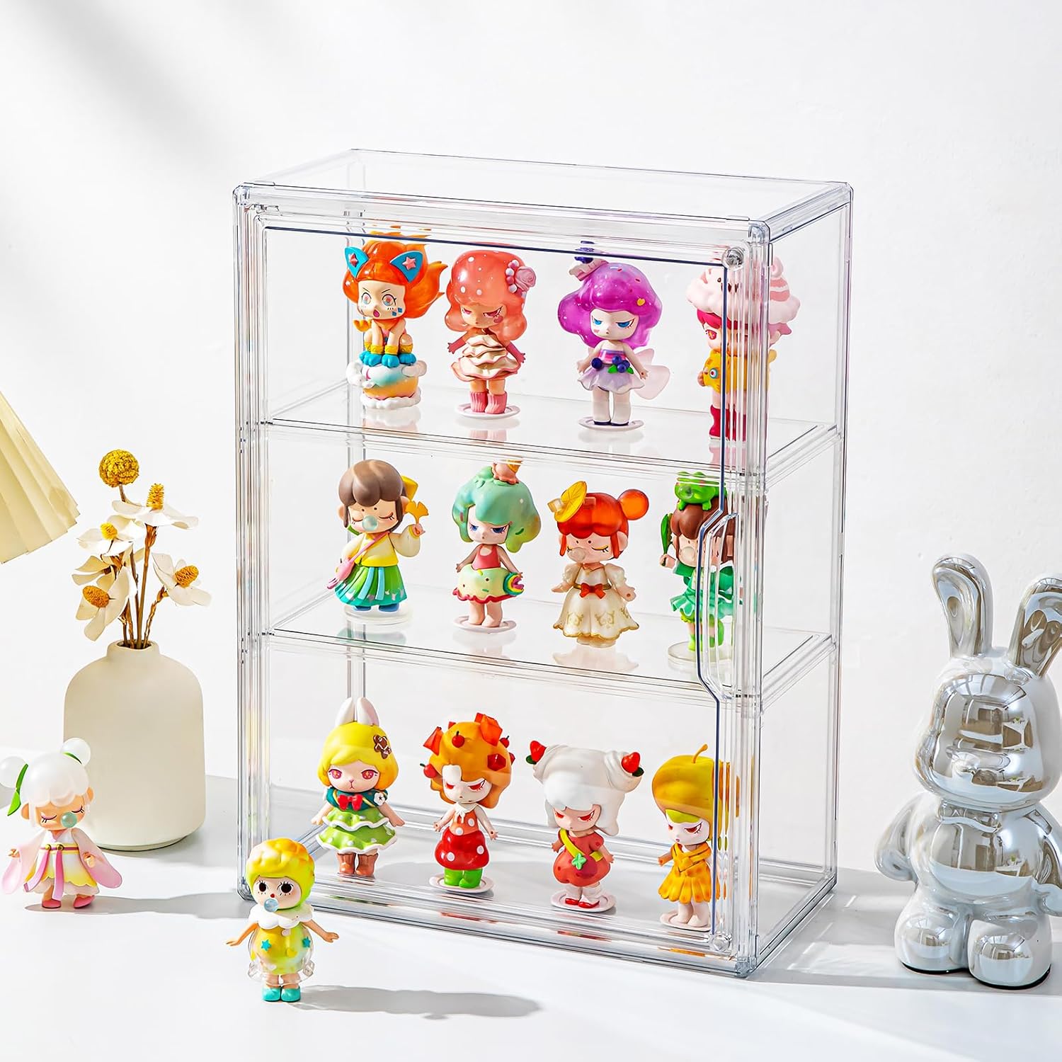 Wholesale OEM ODM Clear Display Case for Figures with Magnetic Door, Acrylic Display Cases for Collectibles, 3Tiers Acrylic Storage Organizers Box, Desktop or Wall-Mounted Showcase for Collectibles Action Figure (1) Factory & Supplier