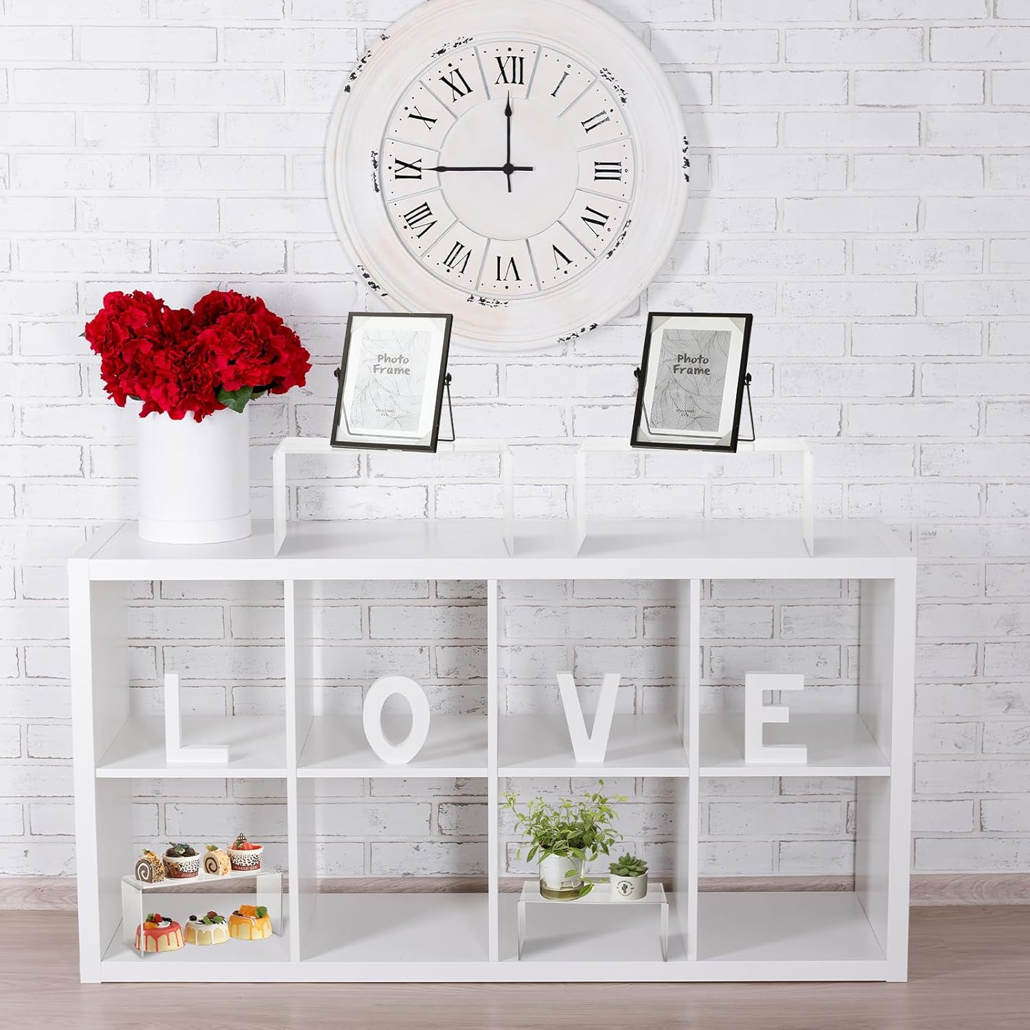 Private Label Soaoo 4 Pcs Large Clear Acrylic Riser for Display Acrylic Shelf Riser Jewelry Stand Retail Desktop Display Stand for Cupcake, Collectibles, Organize, Decor(10.25 x 4 x 4.25 Inches) OEM Wholesale Manufacturer