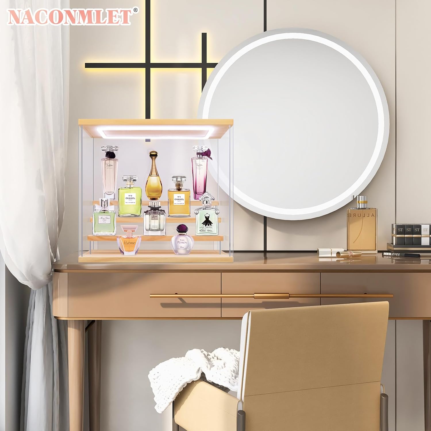 Private Label Clear Acrylic Display Case with Led Light for Figure ,5 Tier Display Stand Dustproof Display Box for Collectibles Organize Storage Box Popmart Doll Toy（5 Tier-W*D*H-12.6"x11.4"x13.3"inches） Ecommerce Ready Product