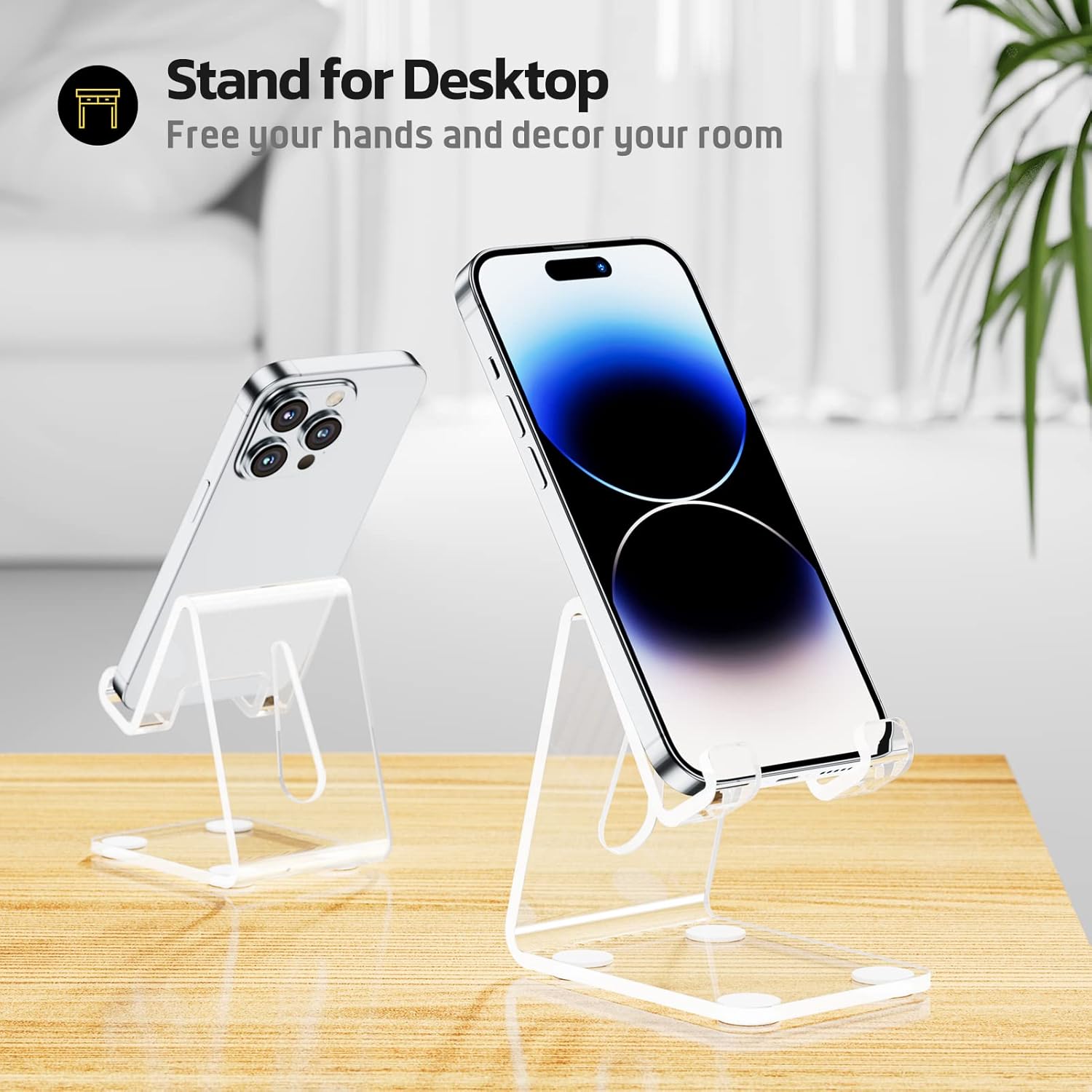 Private Label Urmust Acrylic Phone Stand for Desk, Clear Phone Holder, Office Accessory, Desk Decor, Compatible with iPhone 14/13/12 Pro Max Plus OEM Wholesale Manufacturer