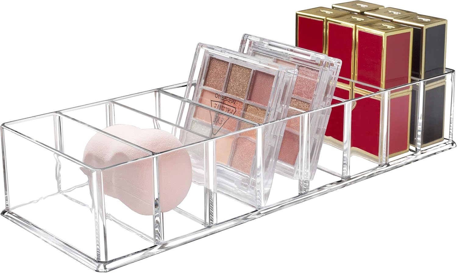 Detachable Makeup Organizer, 8 Compartments Acrylic Cosmetic Storage Jewelry Display Boxes, Clear Drawer Organizers Case for Dresser Vanity Bathroom Kitchen