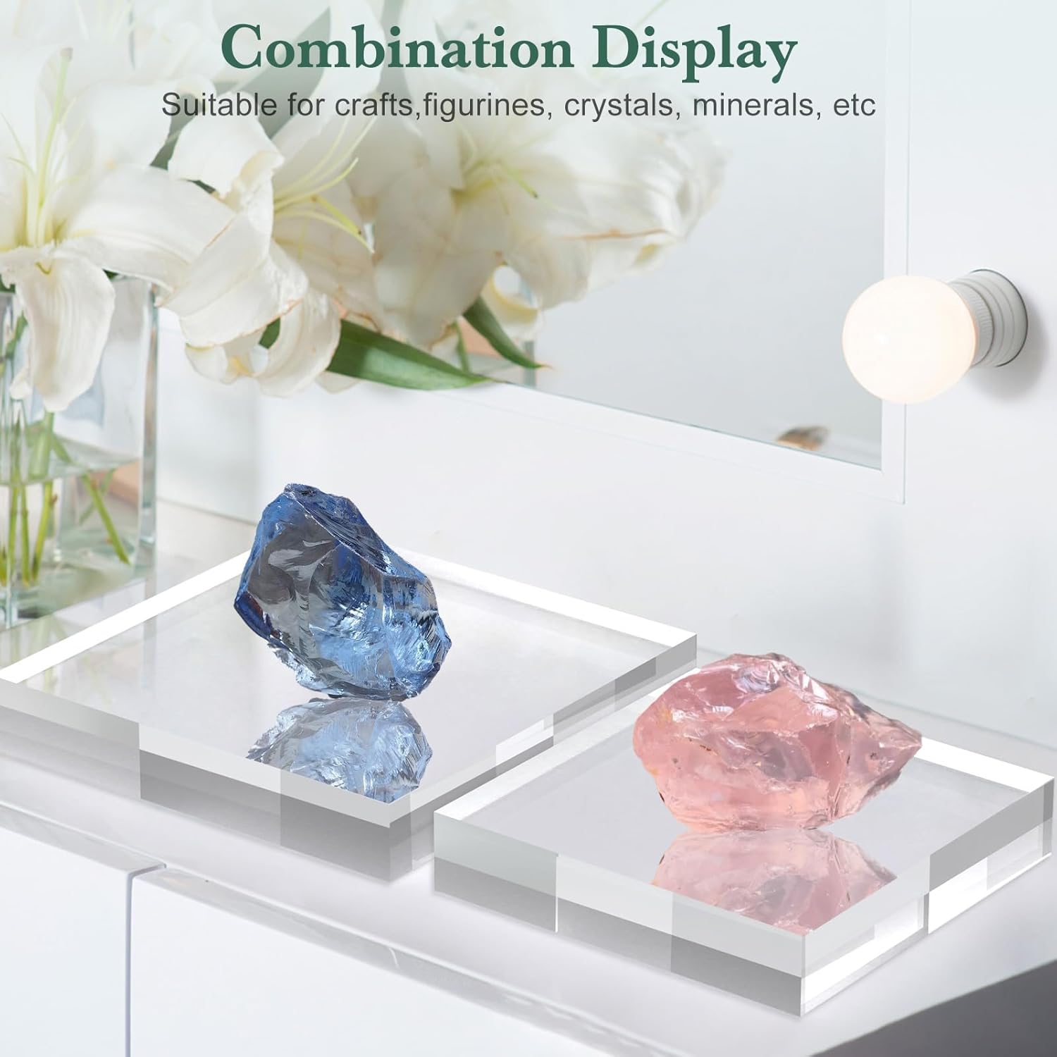 Private Label Acrylic Base Stand 4 Pack 6 X 6 X 1 Inch Acrylic Blocks for Display Trophy Base Clear Square Cube Riser Display Cylinder Pedestal Stands for Collectibles Jewelry Props Food Display OEM Wholesale Manufacturer